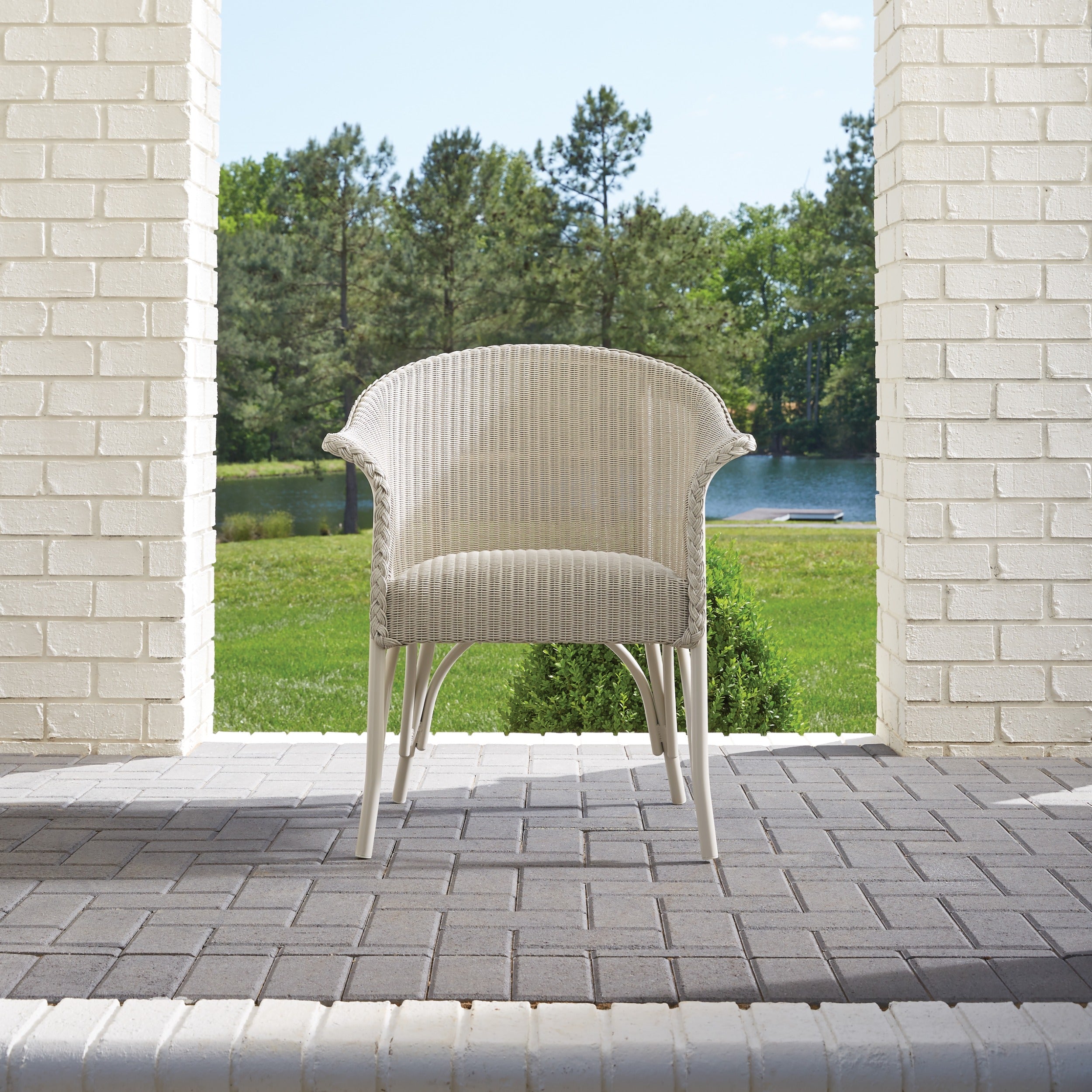 Lloyd Flanders All Seasons Dining Arm Chair with Padded Seat