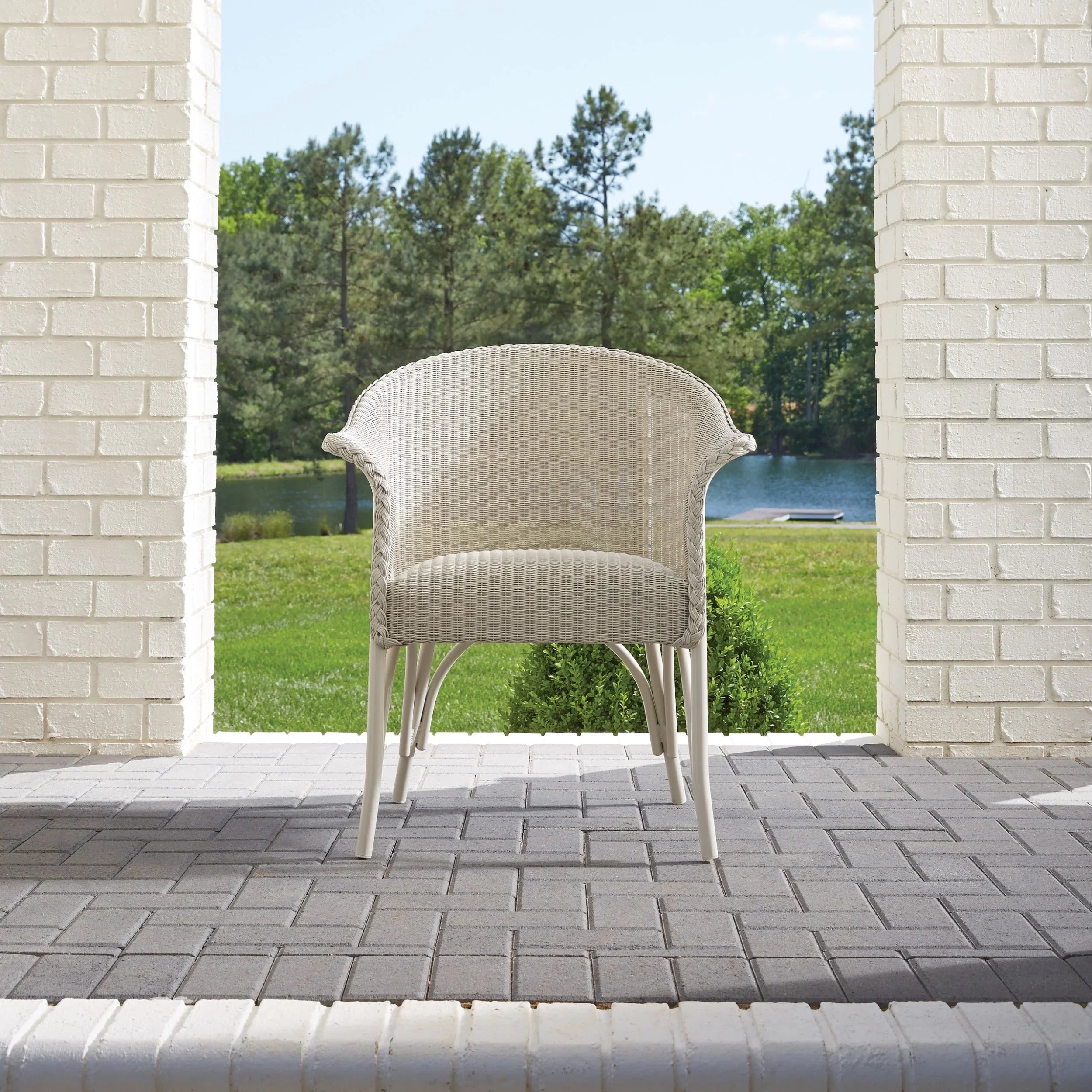 Lloyd Flanders All Seasons Dining Arm Chair with Padded Seat