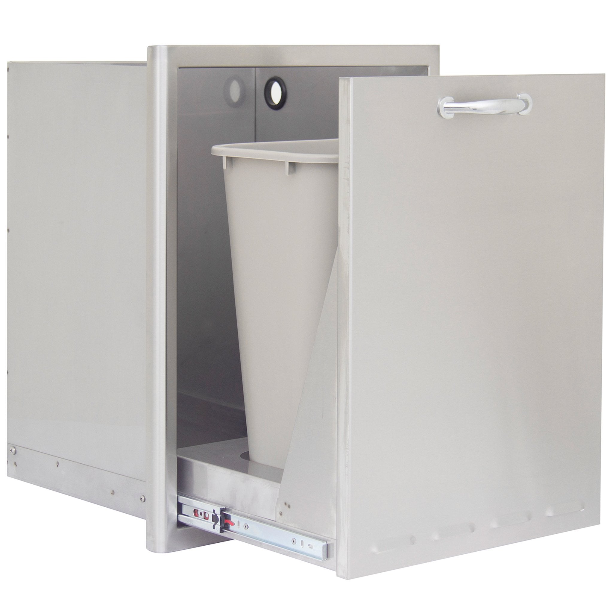 18" Stainless Steel Roll Out Trash and Propane Tank Storage Drawer