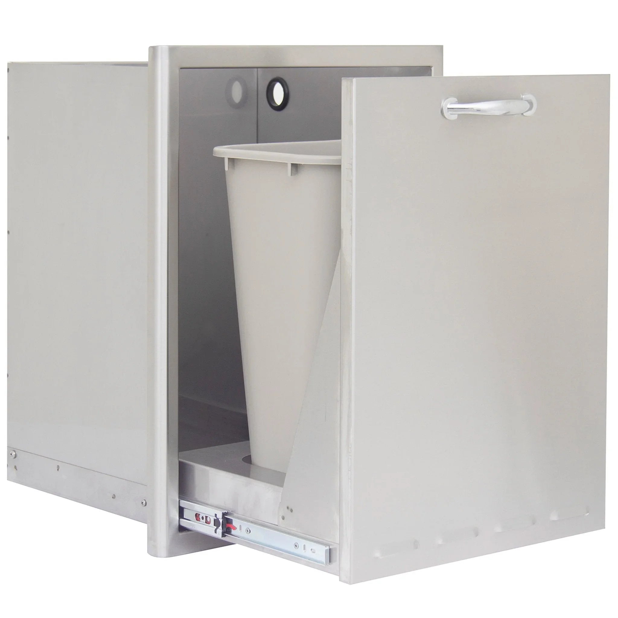 18" Stainless Steel Roll Out Trash and Propane Tank Storage Drawer