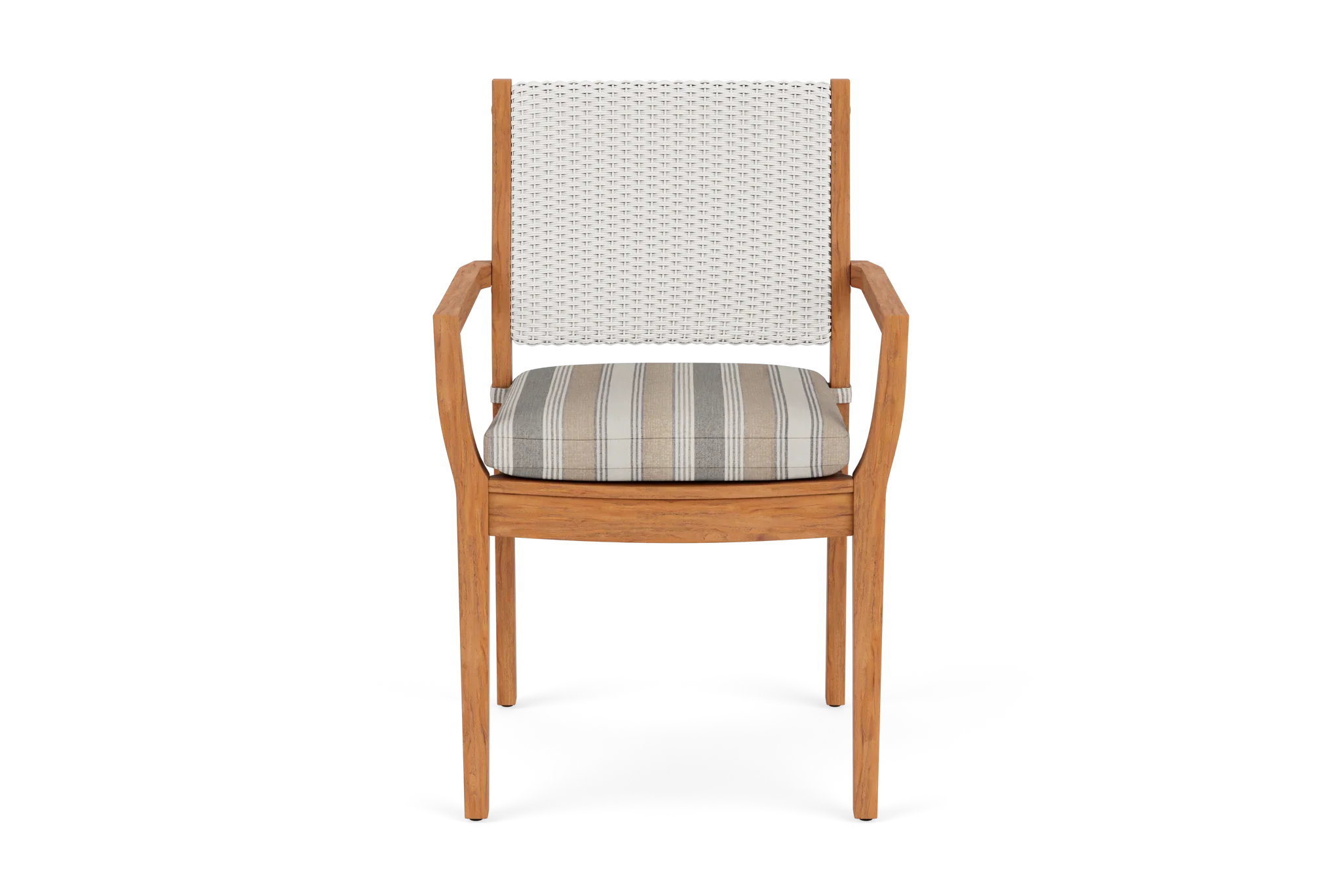 Lloyd Flanders Teak Dining Arm Chair with Loom Back