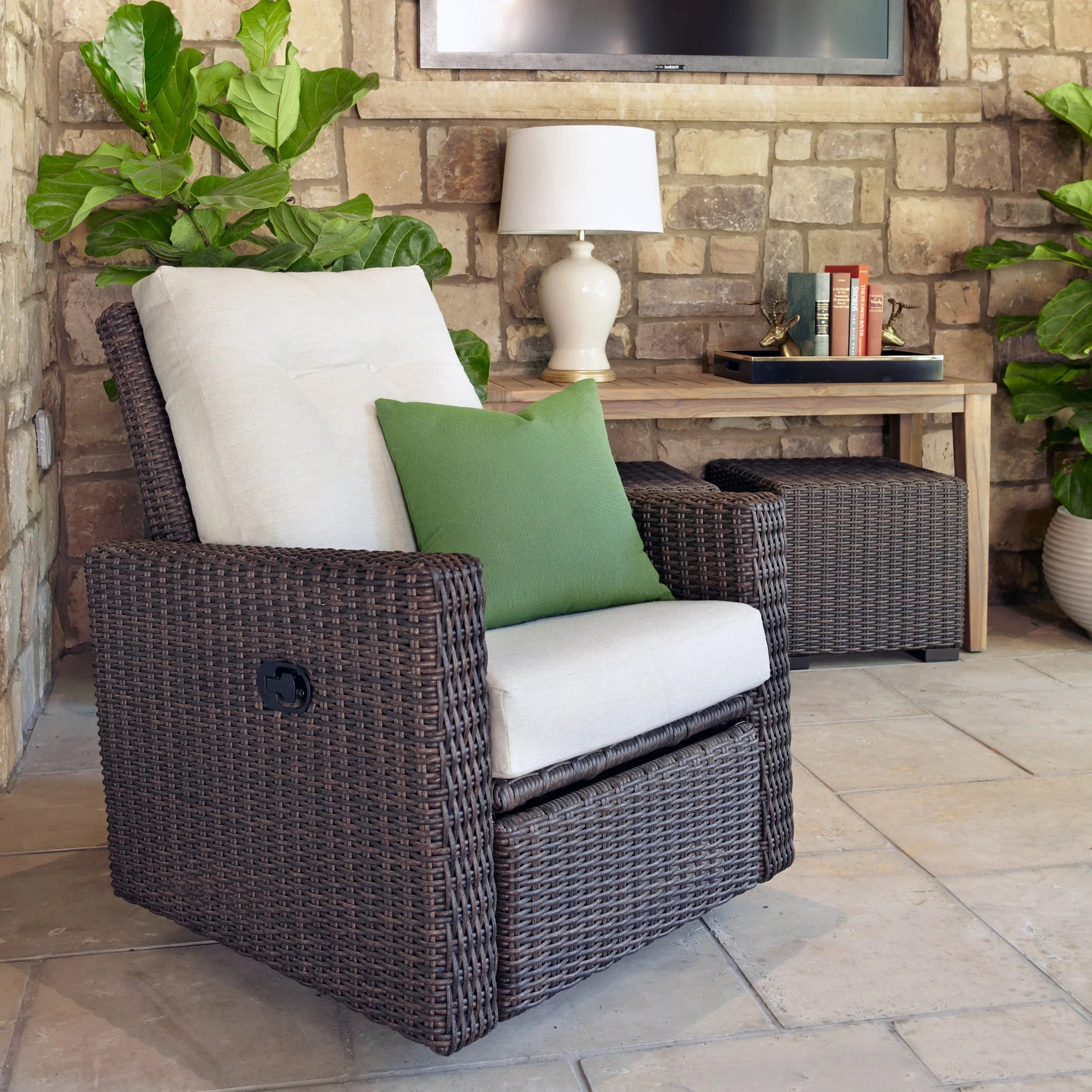 Lloyd Flanders Mesa Cushioned Swivel Glider Reclining Lounge Chair