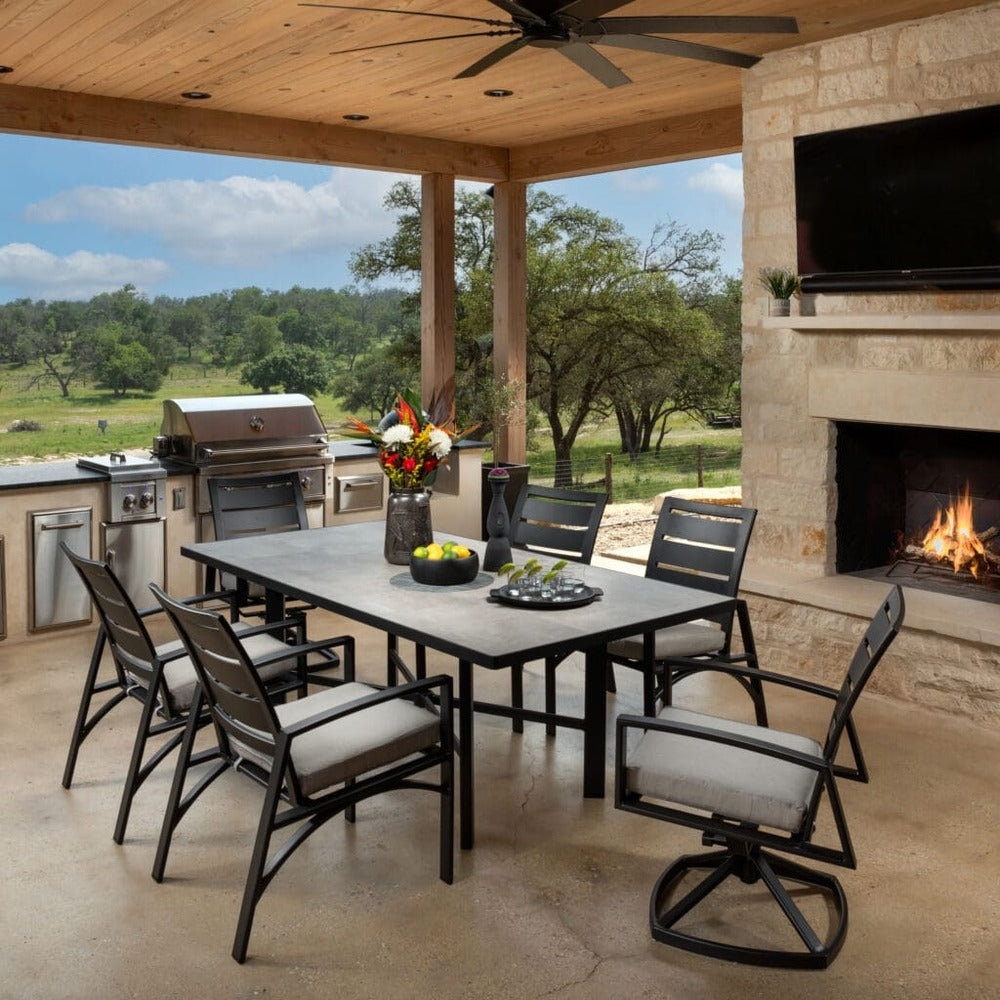 Arc Cushioned Swivel Rocker Dining Arm Chair