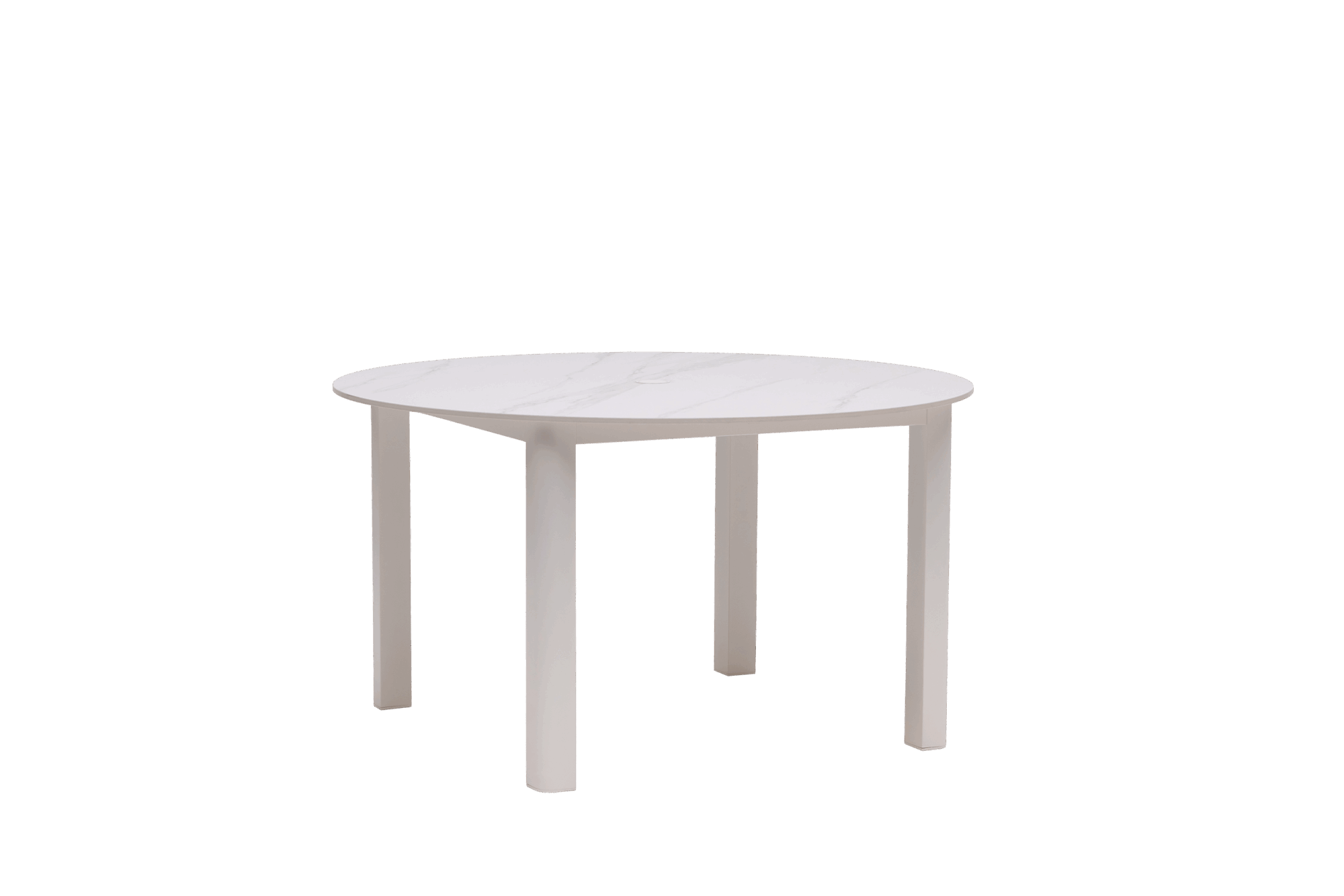 Gemelli Hampshire 54" Round Dining Table with Umbrella Hole - Glacier White/White