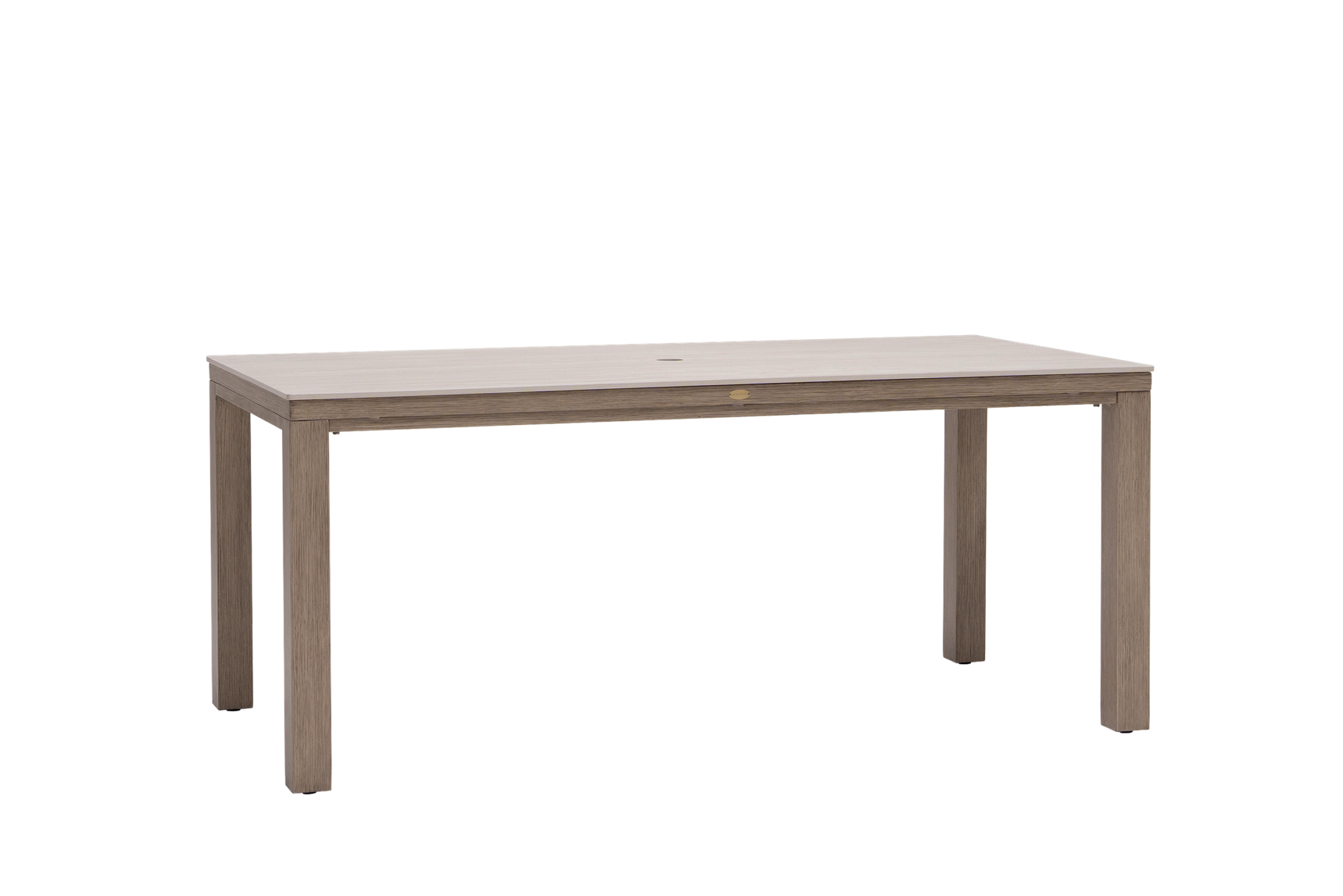 Marbella Laguna 79" x 39" Rectangular Sintered Stone Dining Table with Umbrella Hole - Sandstone/Cane