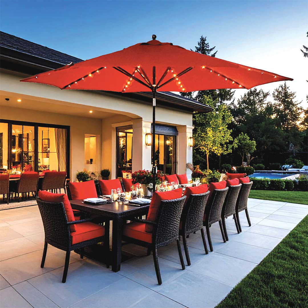 Galtech 11' Octagon Auto-Tilt LED Market Umbrella (986)