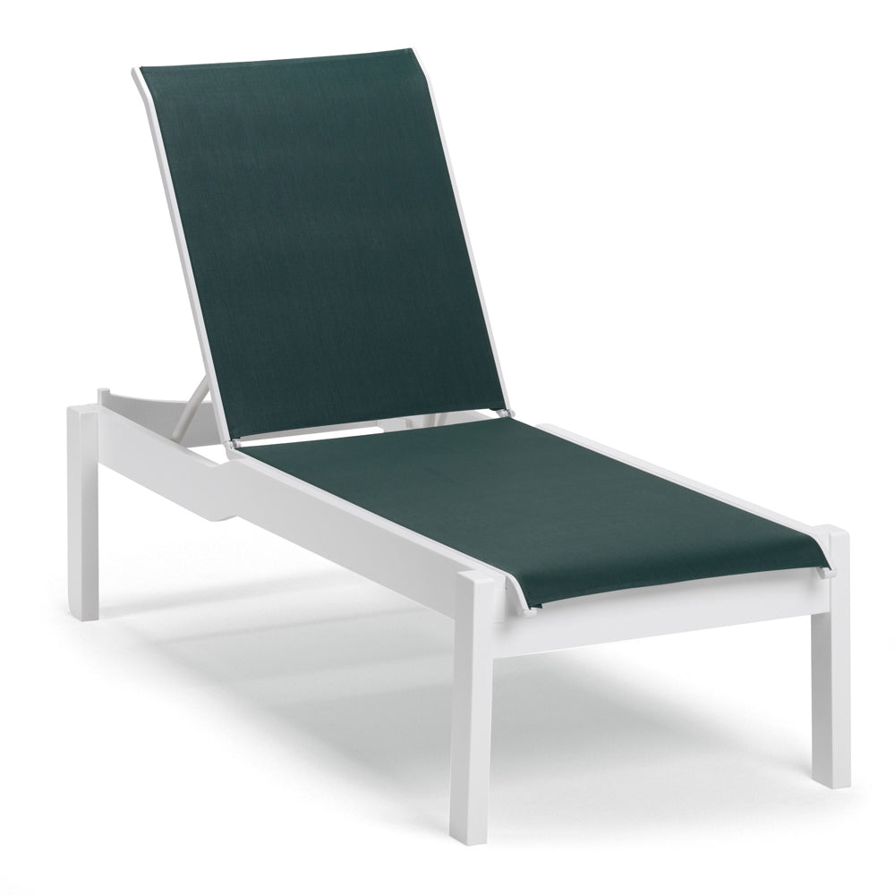 Telescope Casual Leeward MGP Sling Stacking Long Frame Chaise Lounge with Wheels