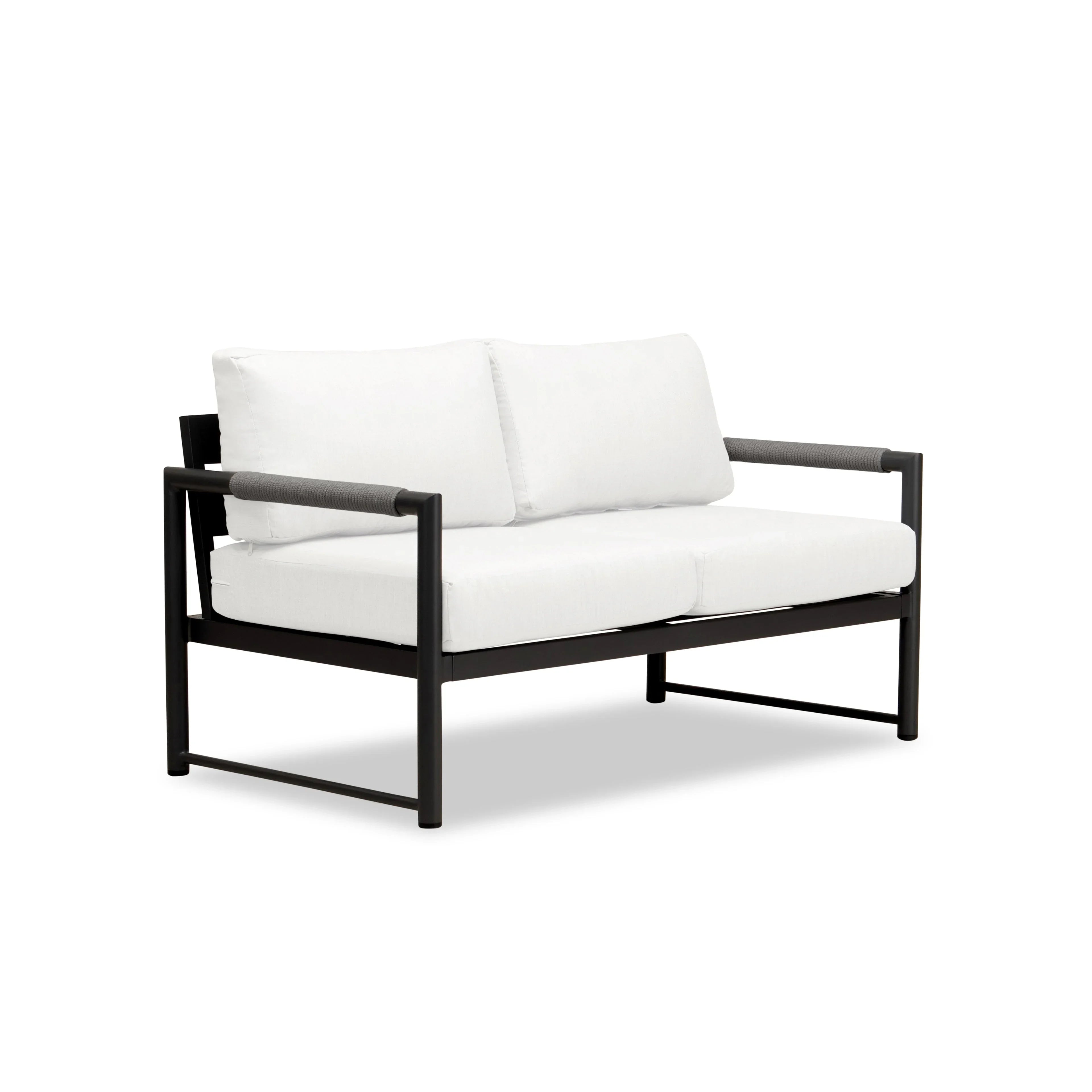Alto Loveseat#Finish_Black#Fabric_Canvas Natural