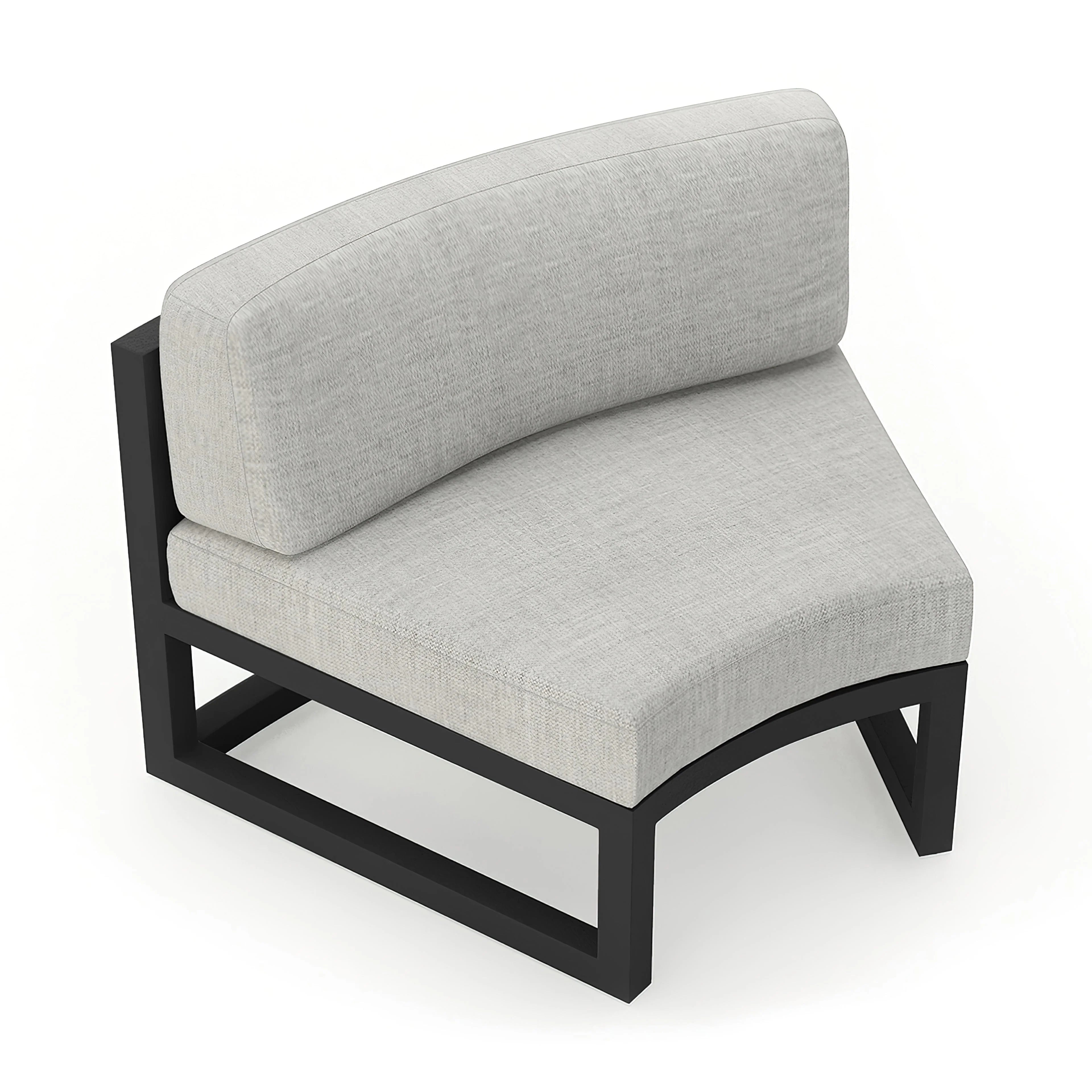 Avion Aluminum Curve Seat (Set of 2)#Finish_Black#Fabric_Cast Silver