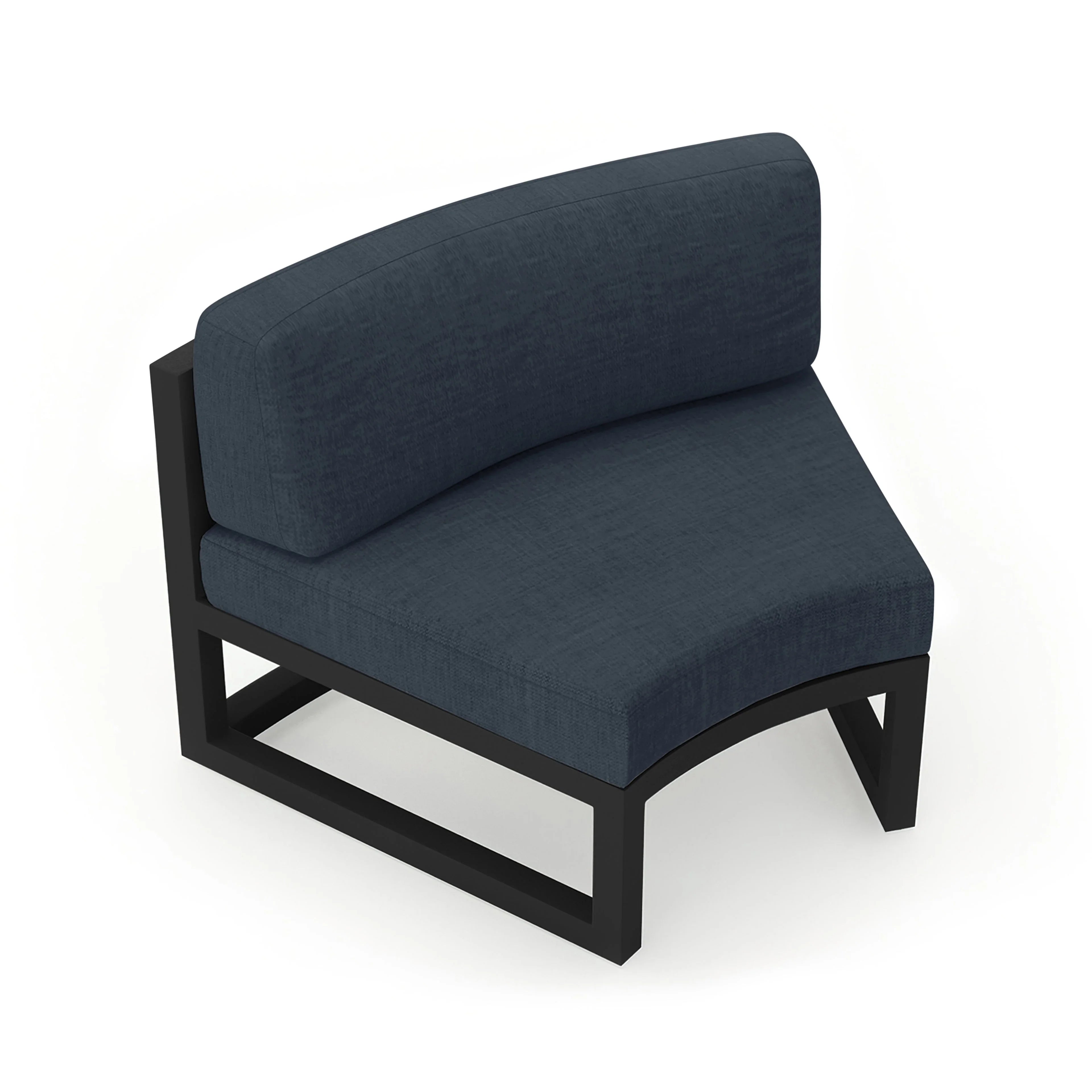 Avion Aluminum Curve Seat (Set of 2)#Finish_Black#Fabric_Spectrum Indigo