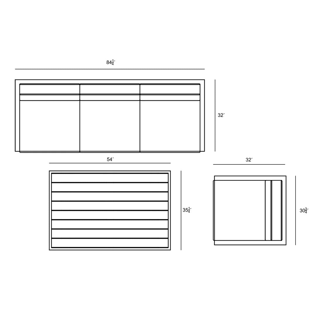 Avion Classic 3 Piece Aluminum Sofa Set