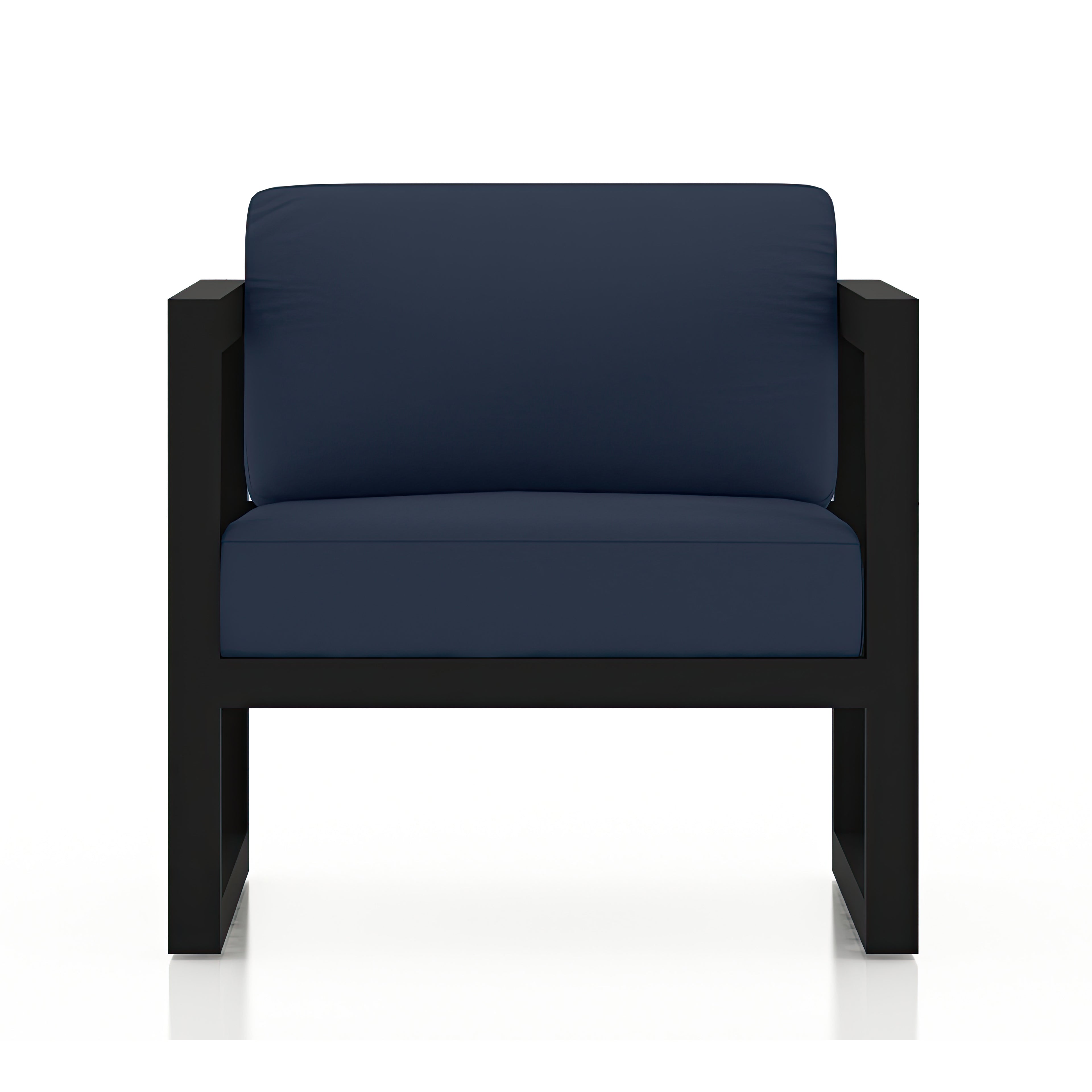 Avion Classic 3 Piece Aluminum Sofa Set#Finish_Black#Fabric_Spectrum Indigo