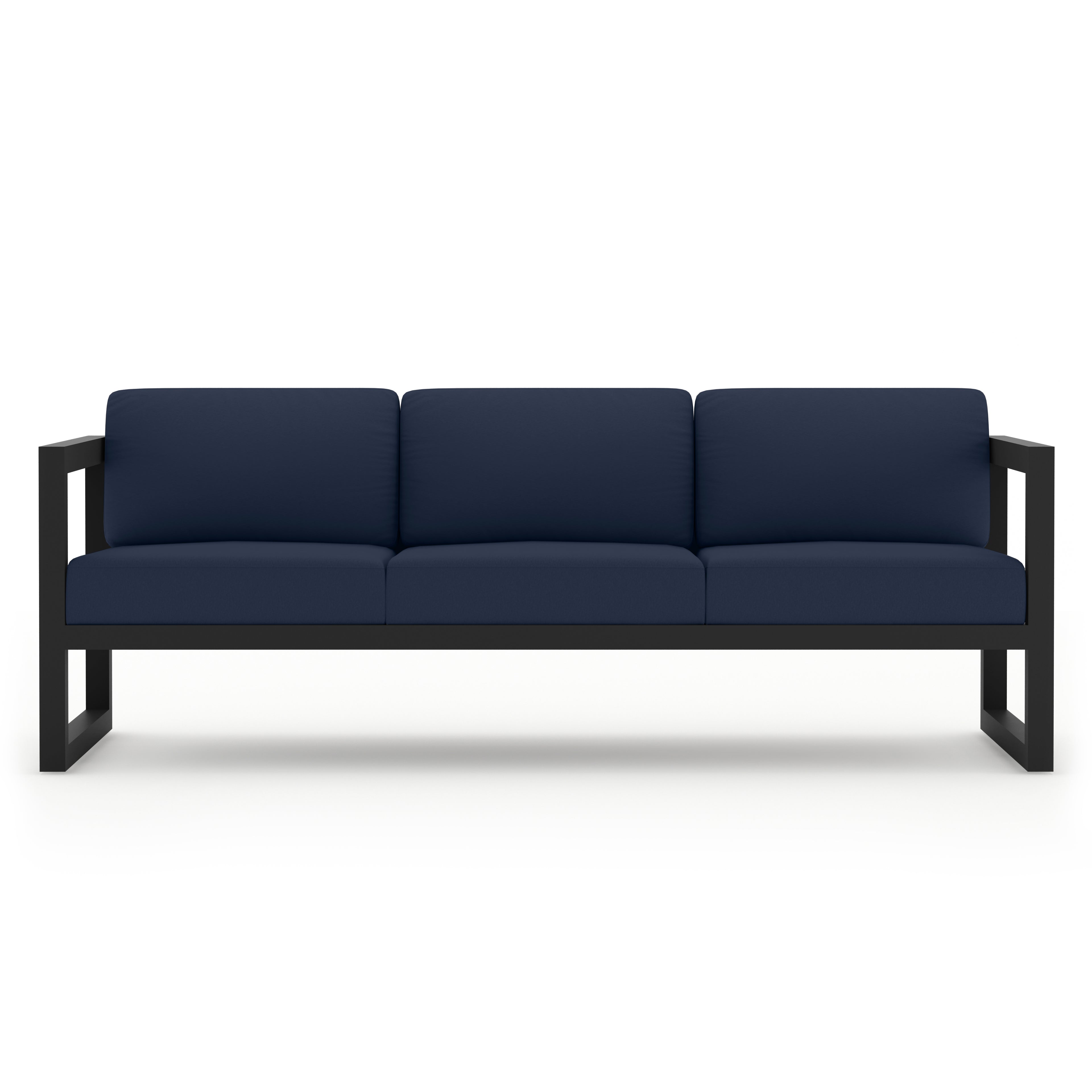 Avion Classic 3 Piece Aluminum Sofa Set#Finish_Black#Fabric_Spectrum Indigo