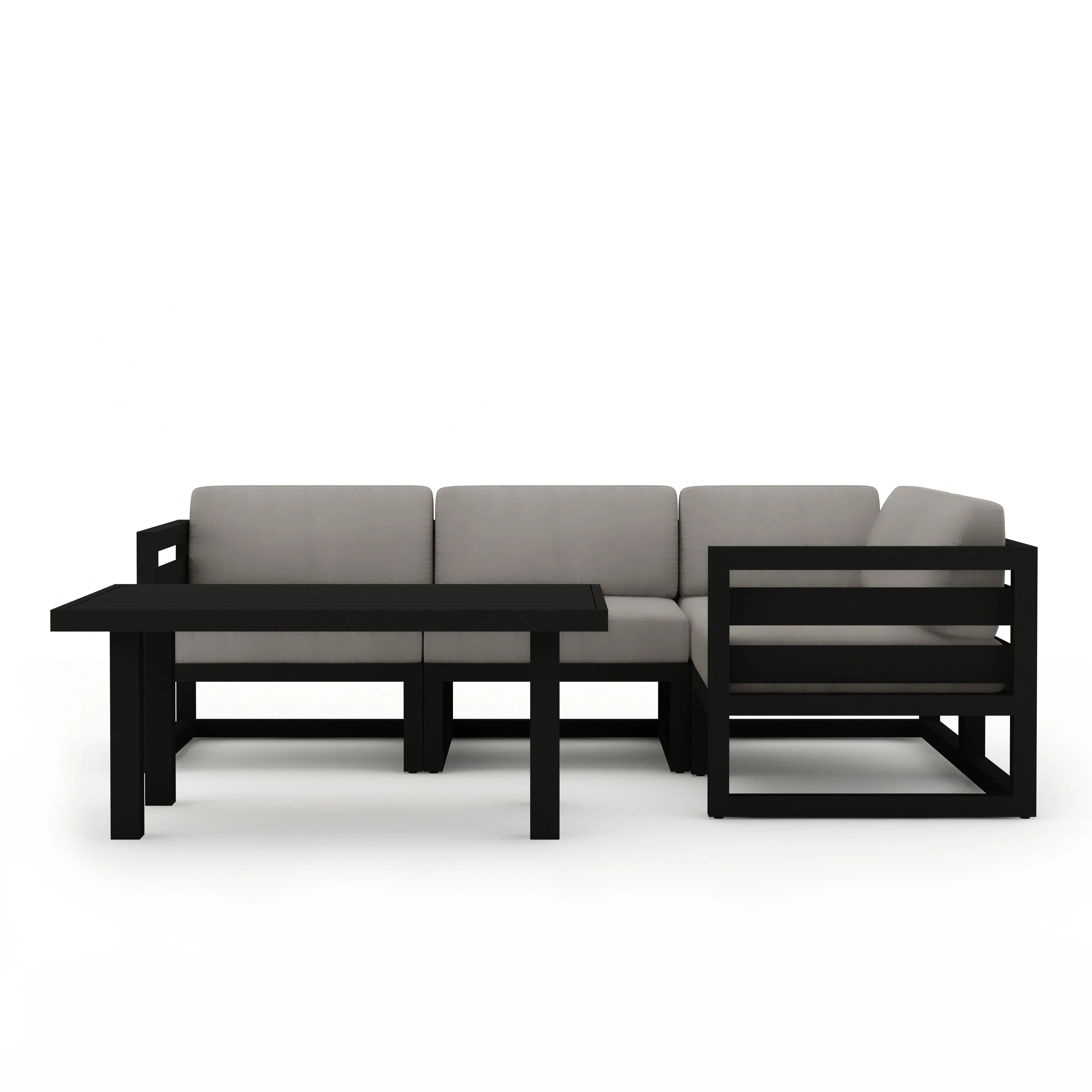 Avion Classic 5 Piece Aluminum Sectional Set#Finish_Black#Fabric_Canvas Charcoal
