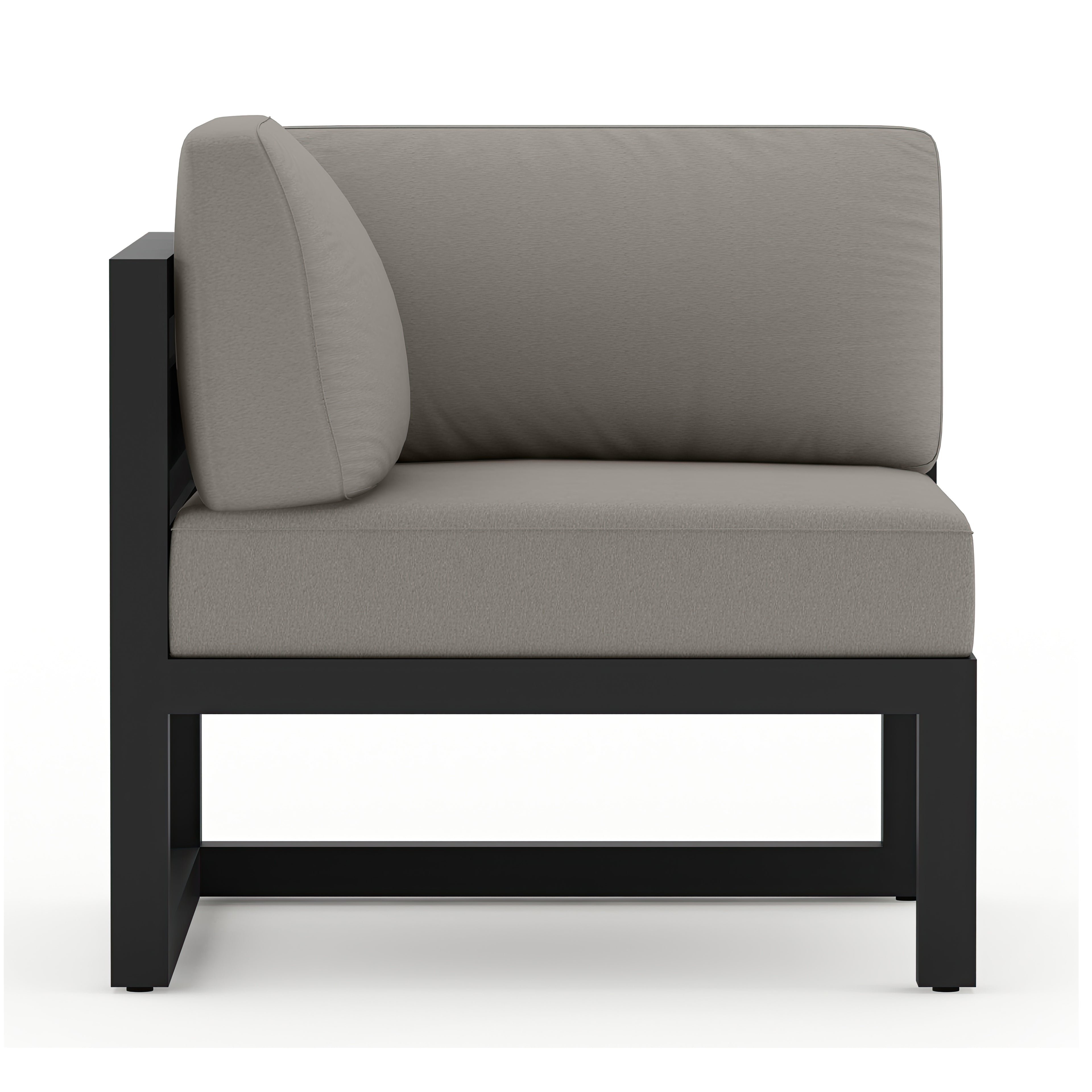 Avion Classic 5 Piece Aluminum Sectional Set#Finish_Black#Fabric_Canvas Charcoal