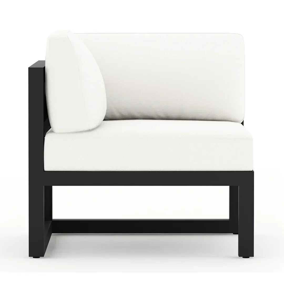 Avion Classic 5 Piece Aluminum Sectional Set#Finish_Black#Fabric_Canvas Natural