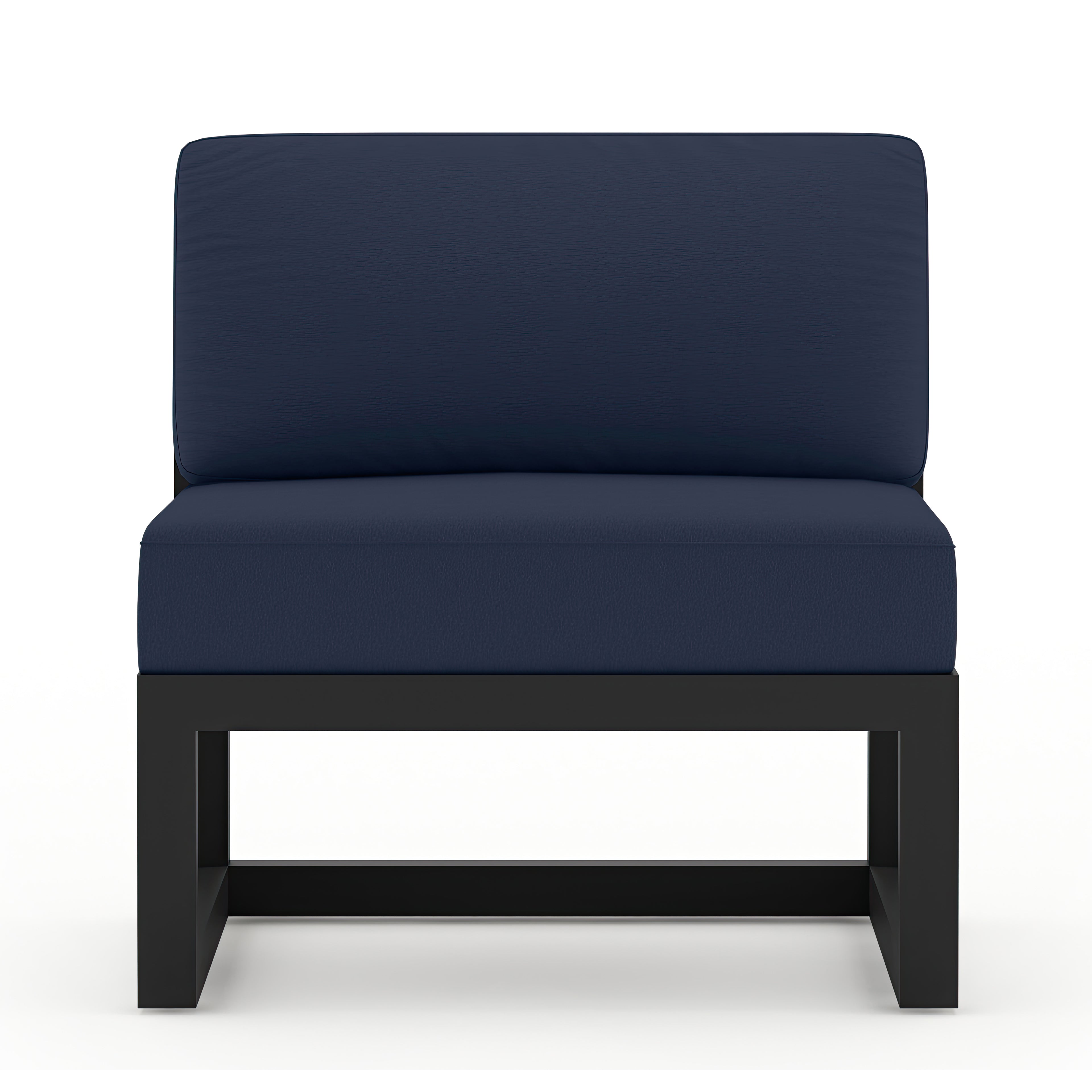 Avion Classic 5 Piece Aluminum Sectional Set#Finish_Black#Fabric_Spectrum Indigo