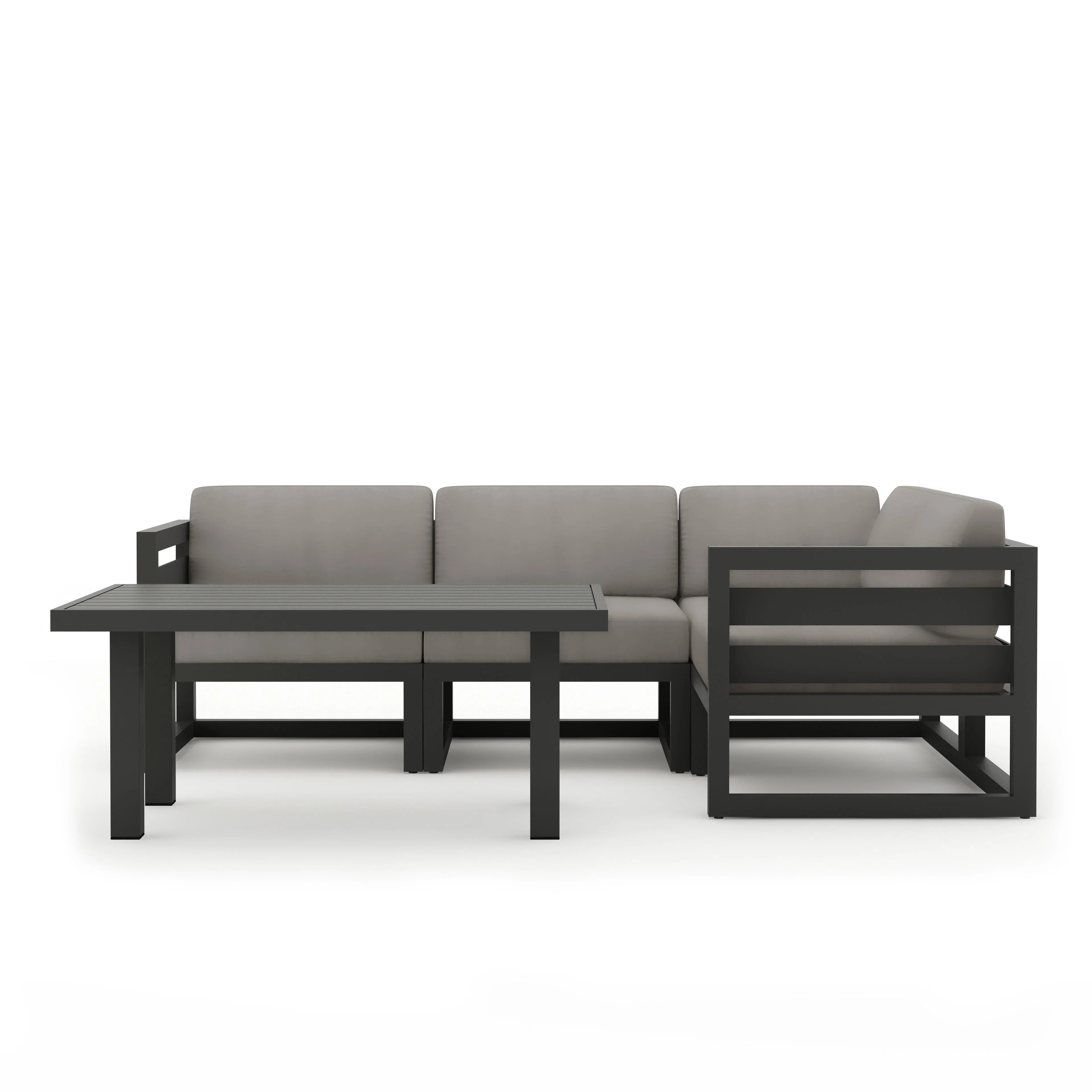 Avion Classic 5 Piece Aluminum Sectional Set#Finish_Slate#Fabric_Canvas Charcoal