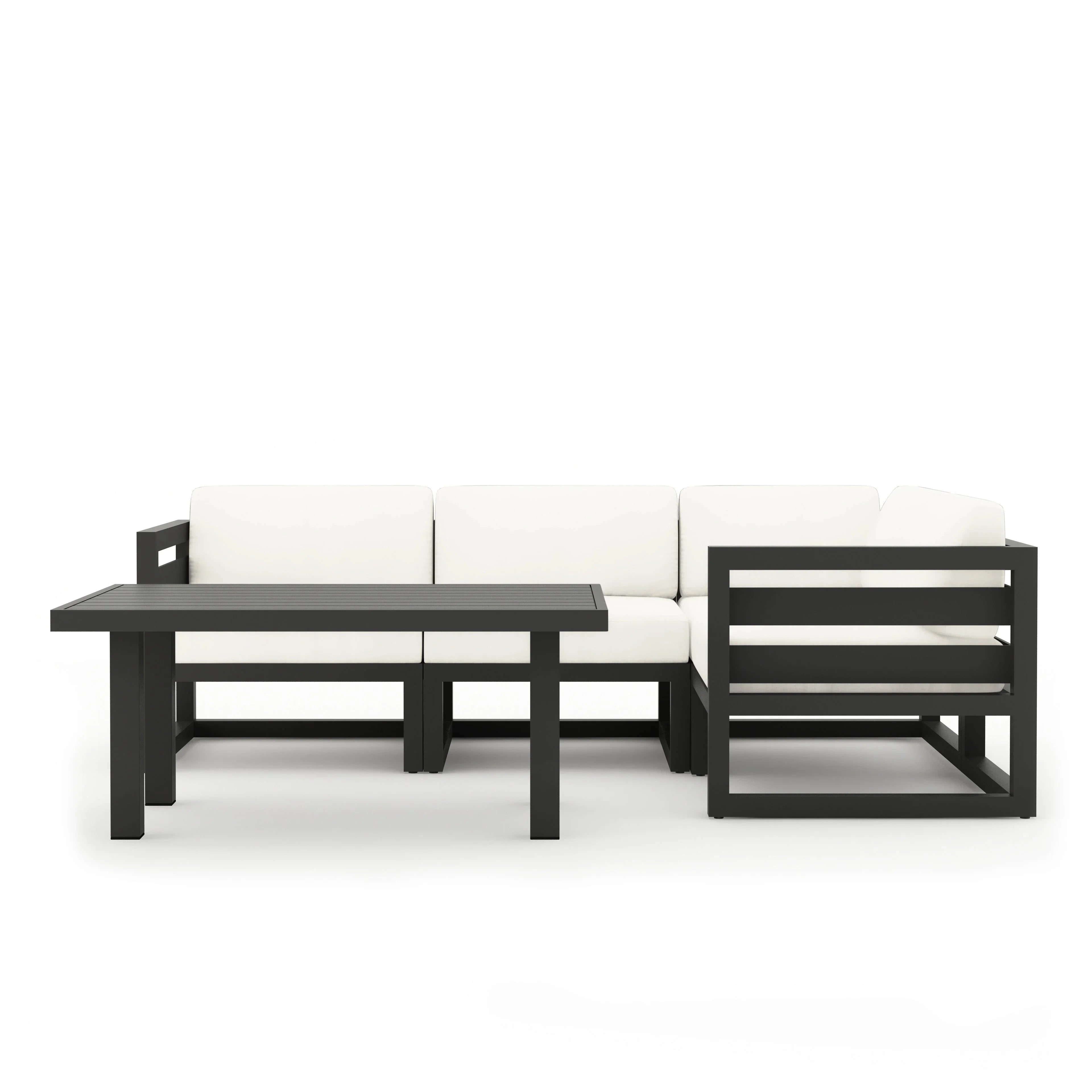 Avion Classic 5 Piece Aluminum Sectional Set#Finish_Slate#Fabric_Canvas Natural