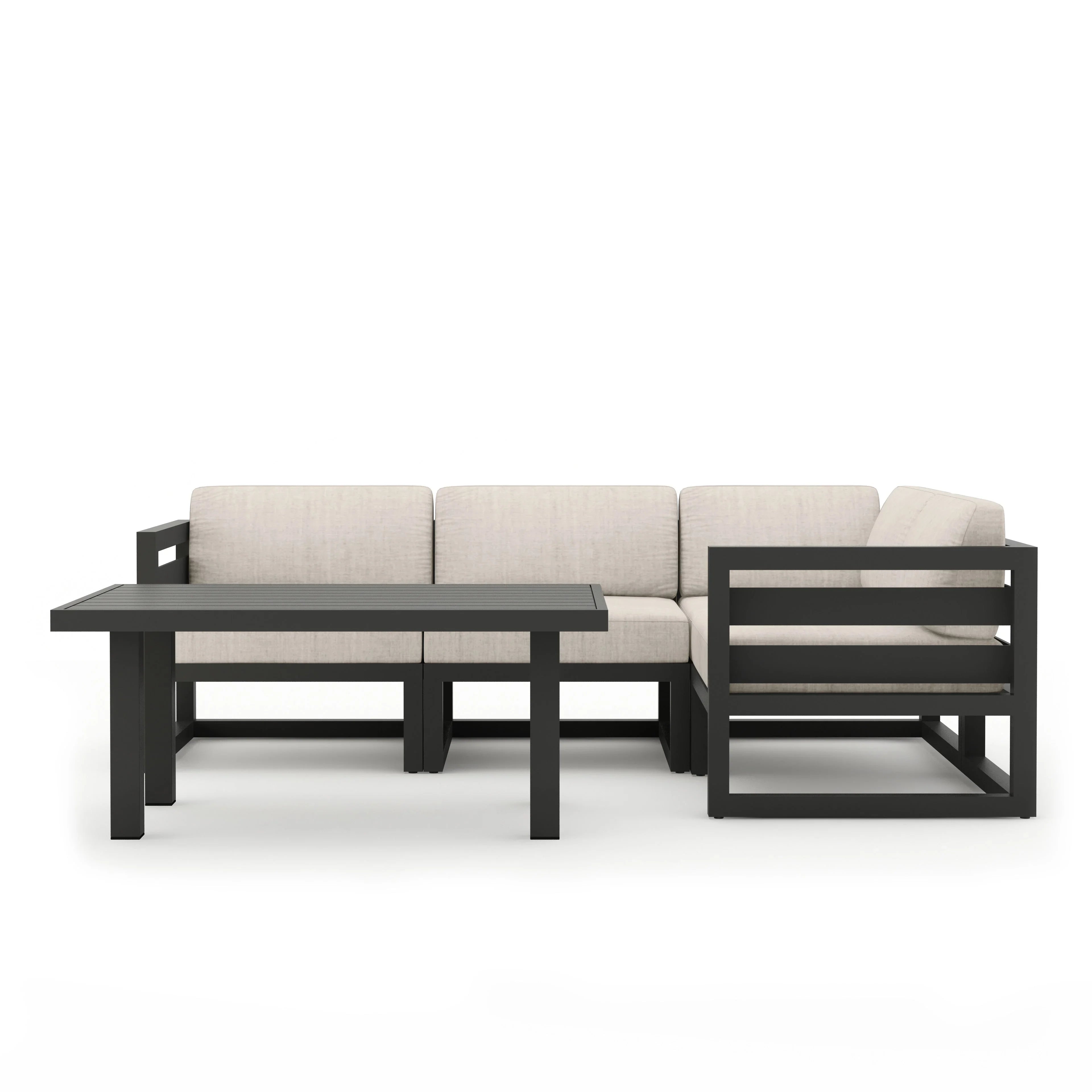 Avion Classic 5 Piece Aluminum Sectional Set#Finish_Slate#Fabric_Cast Silver