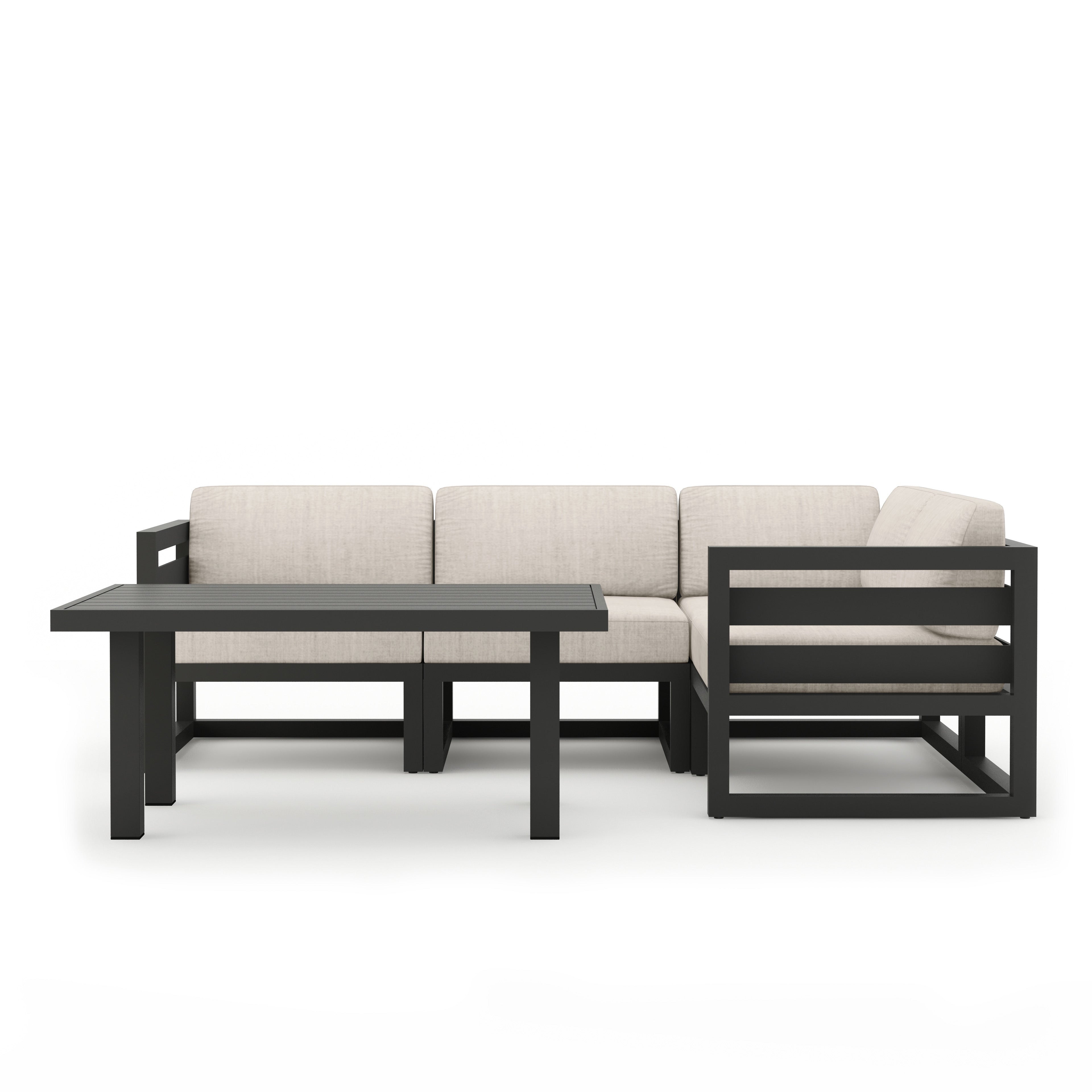 Avion Classic 5 Piece Aluminum Sectional Set#Finish_Slate#Fabric_Cast Silver