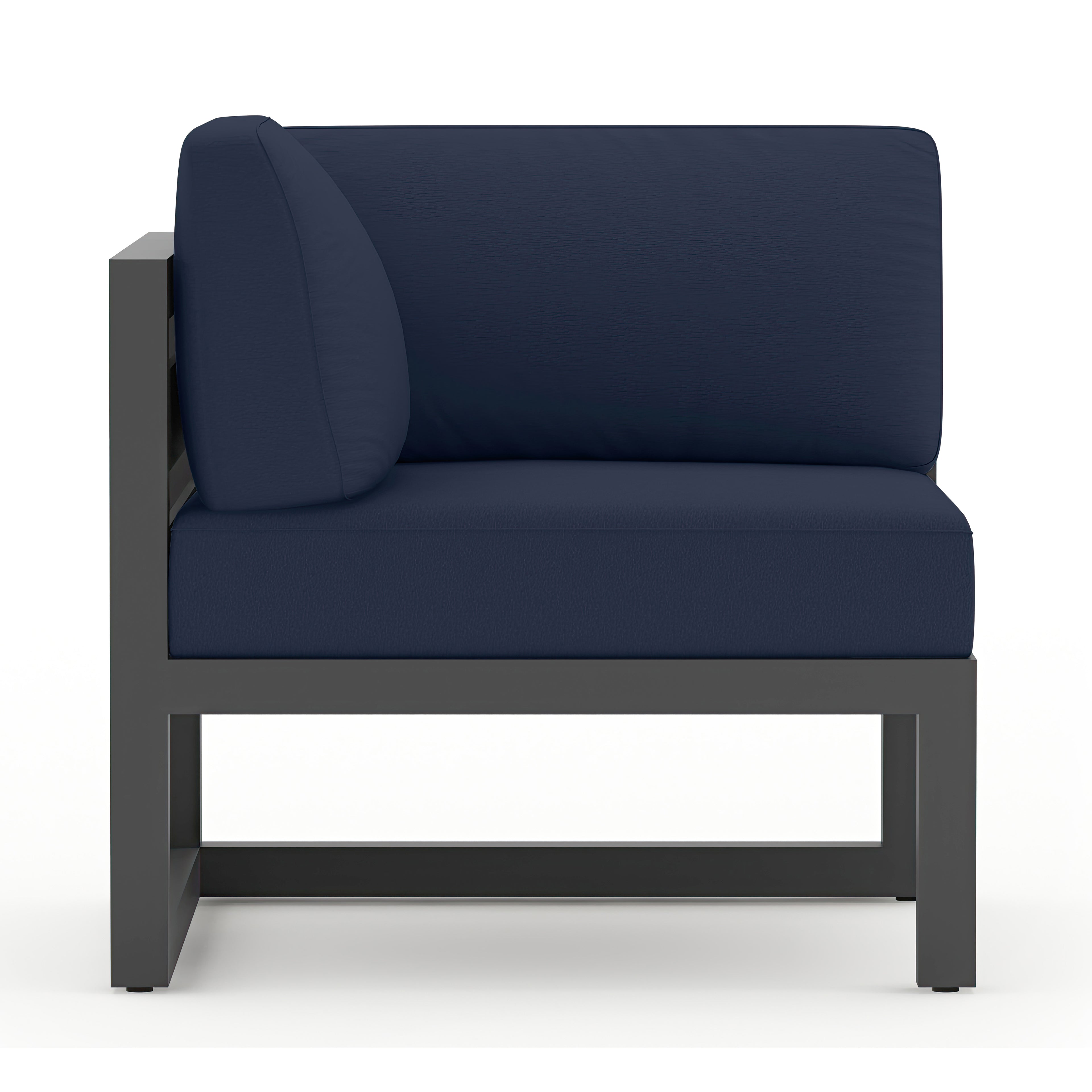 Avion Classic 5 Piece Aluminum Sectional Set#Finish_Slate#Fabric_Spectrum Indigo