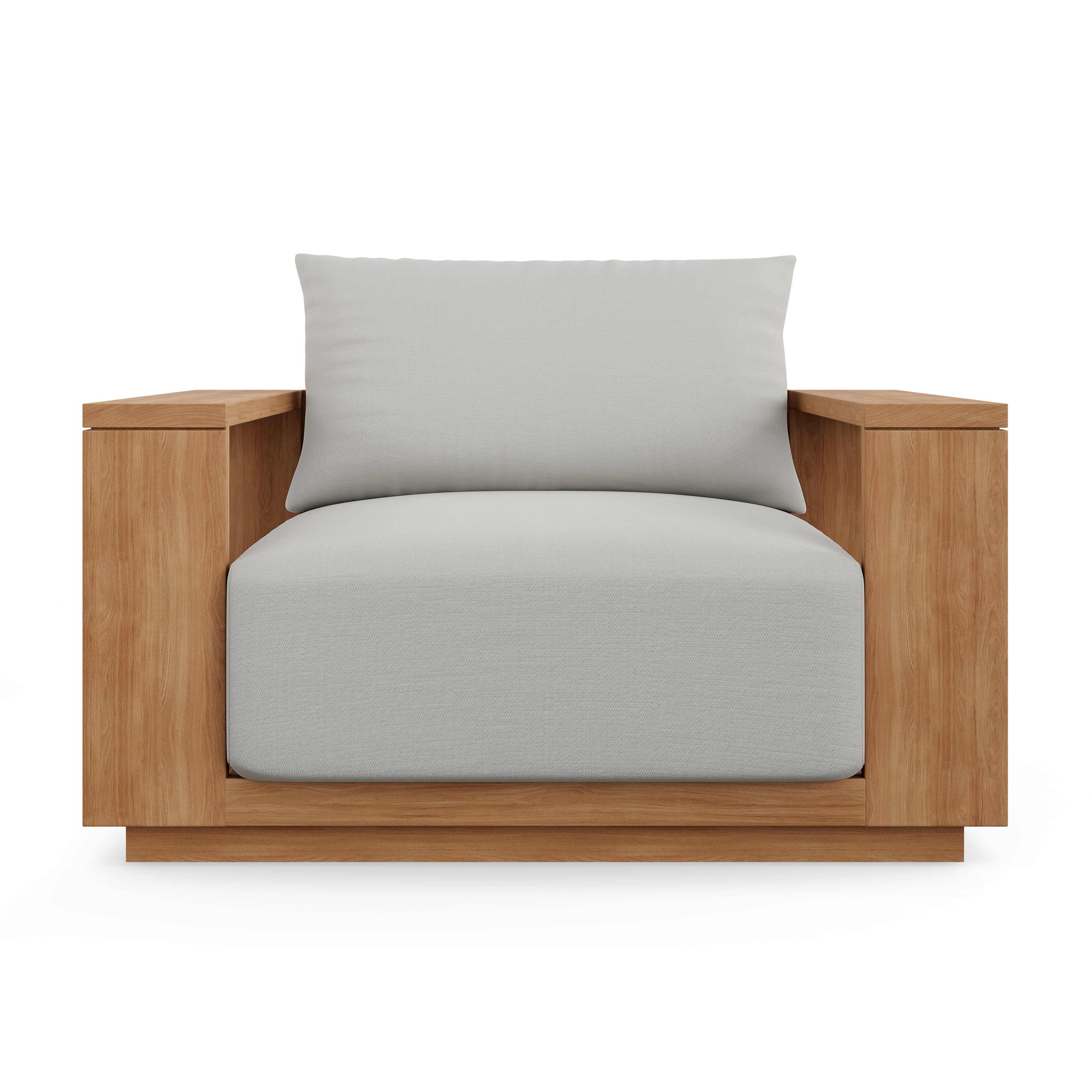 Beja Luxe Club Chair#Finish_Natural Sanded#Fabric_Cast Silver