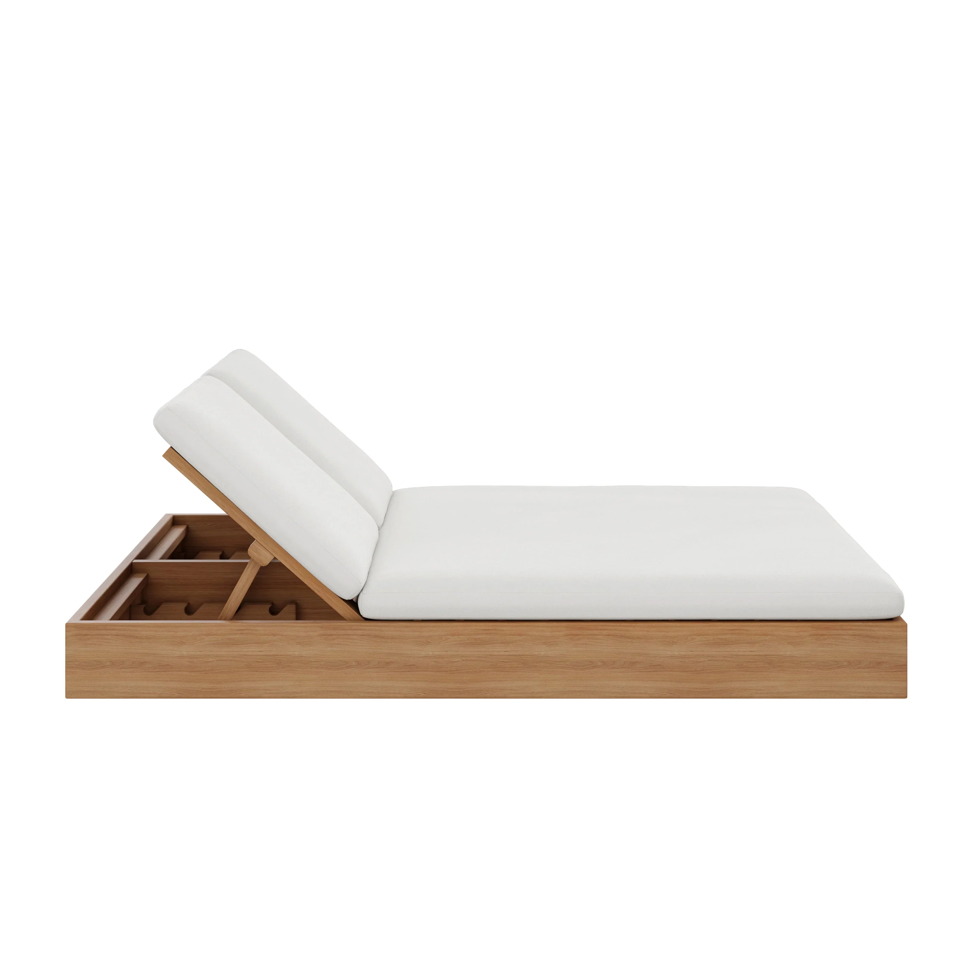Beja Double Sunbed#Finish_Natural Sanded#Fabric_Cast Silver