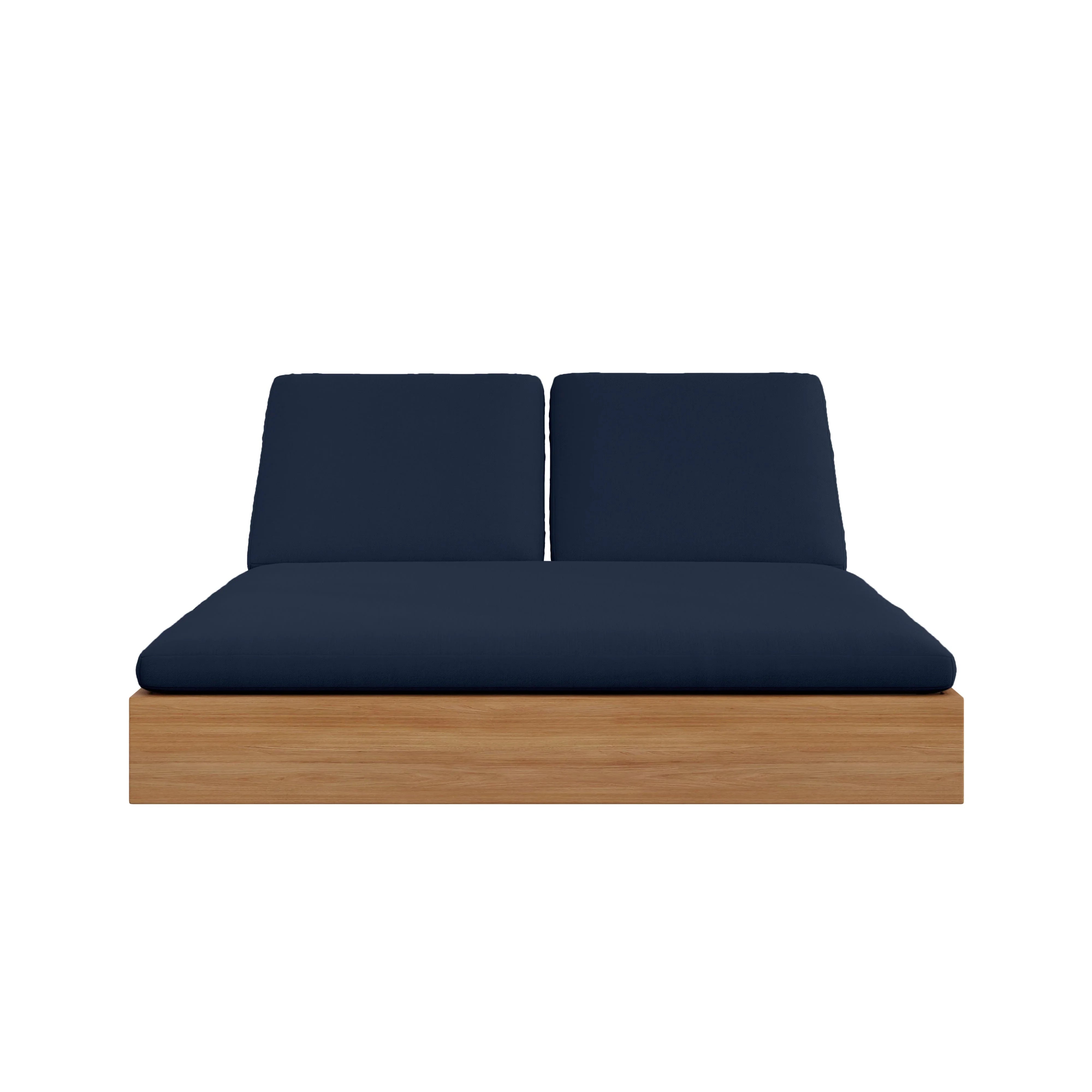 Beja Double Sunbed#Finish_Natural Sanded#Fabric_Spectrum Indigo