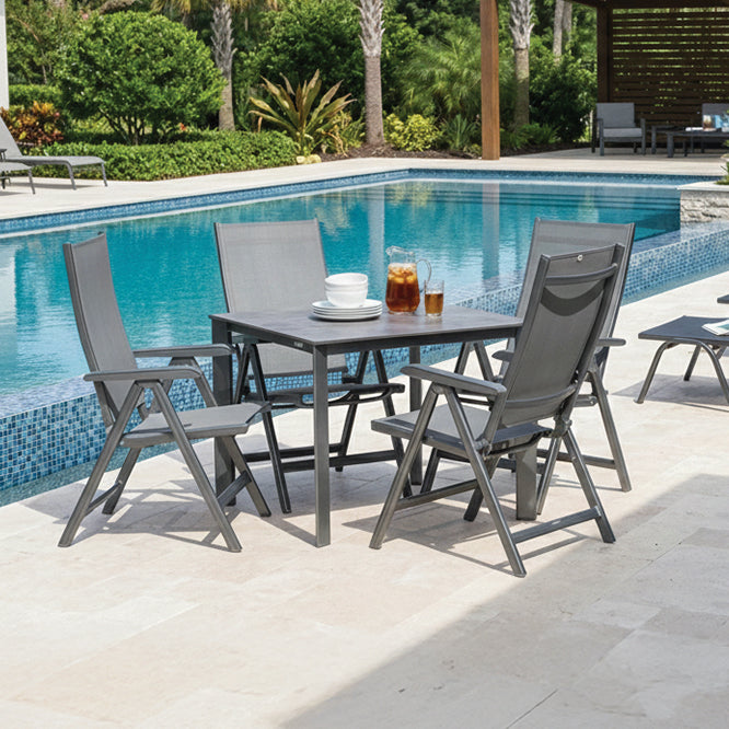 Basic Plus 5-Piece Dining Set- Multi-Position Chairs & Table with Umbrella Hole