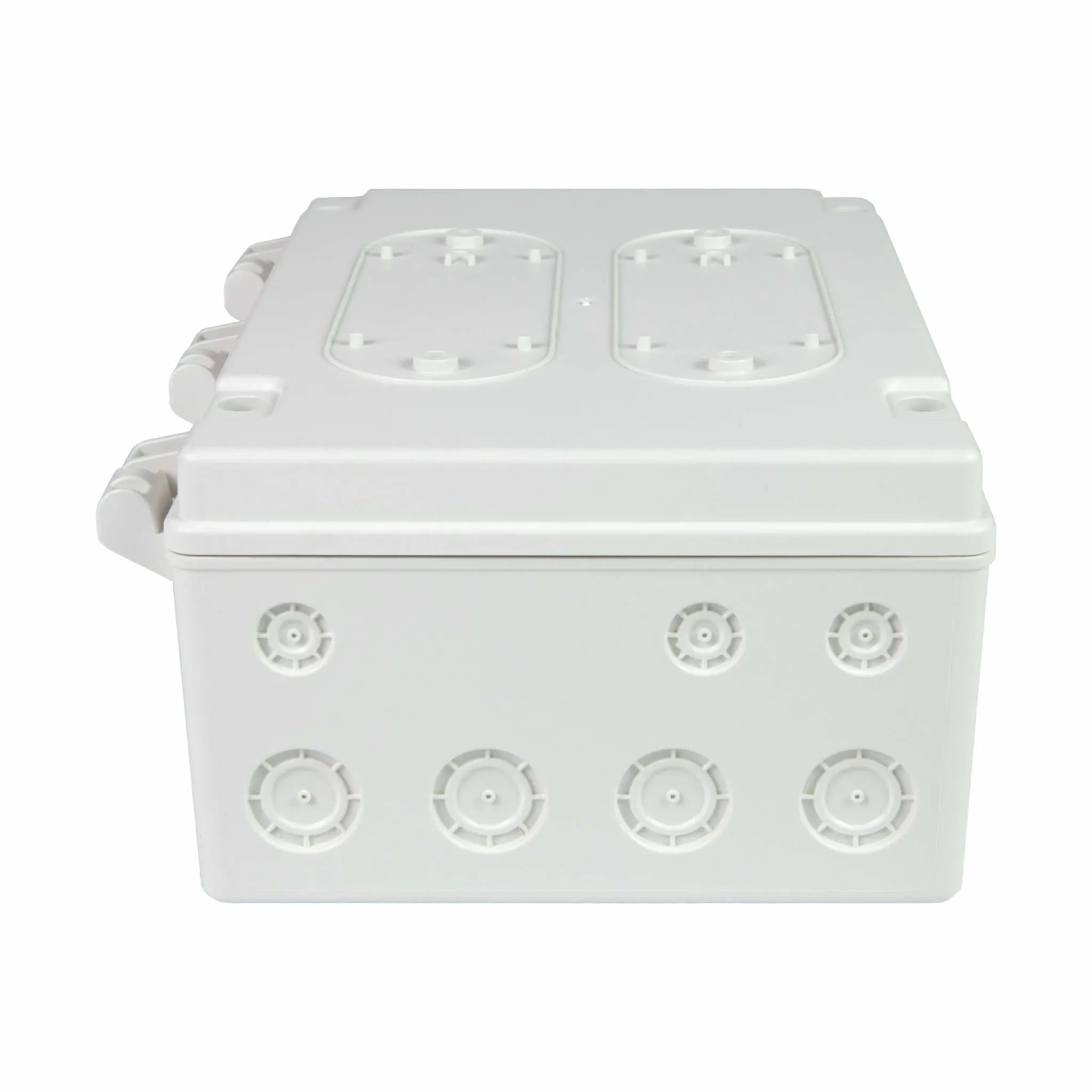 Detailed underside view of the Bromic Heating Smart-Heat On/Off Control Box highlighting the input and output connections for multi-zone heating setups.