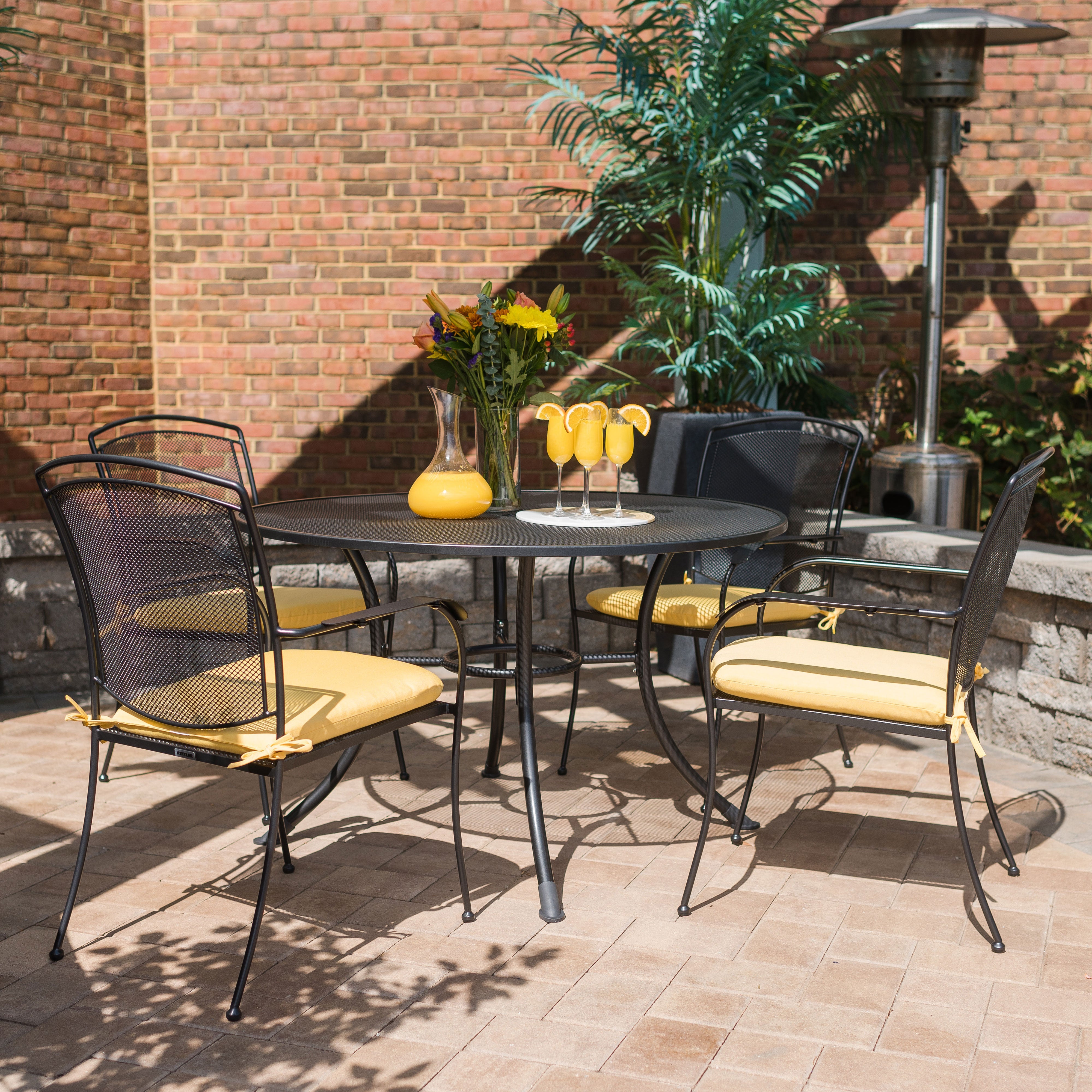 Henley 5-Piece Wrought Iron Mesh Dining Set (42-inch Table)
