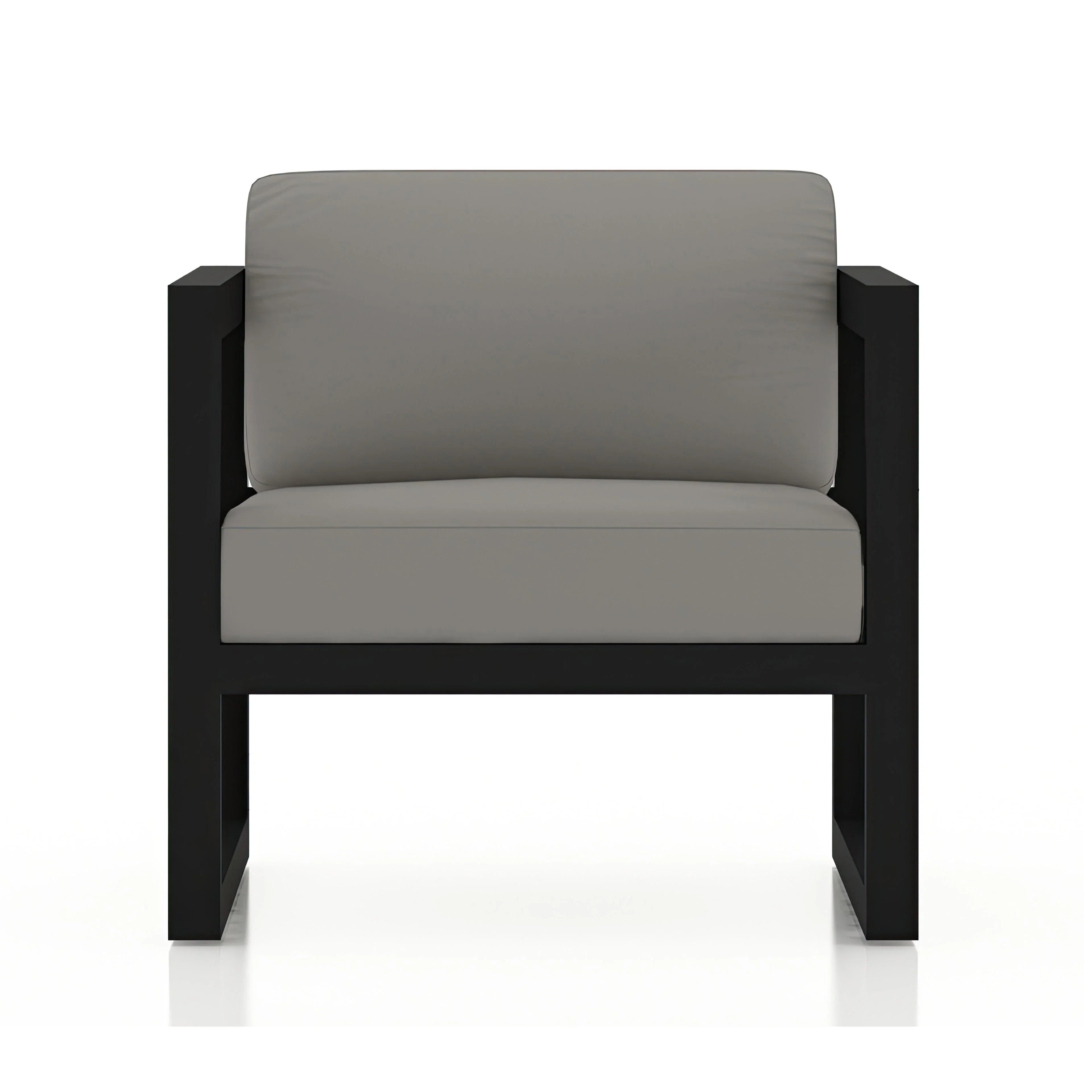 Avion 2 Piece Aluminum Sofa Set#Finish_Black#Fabric_Canvas Charcoal
