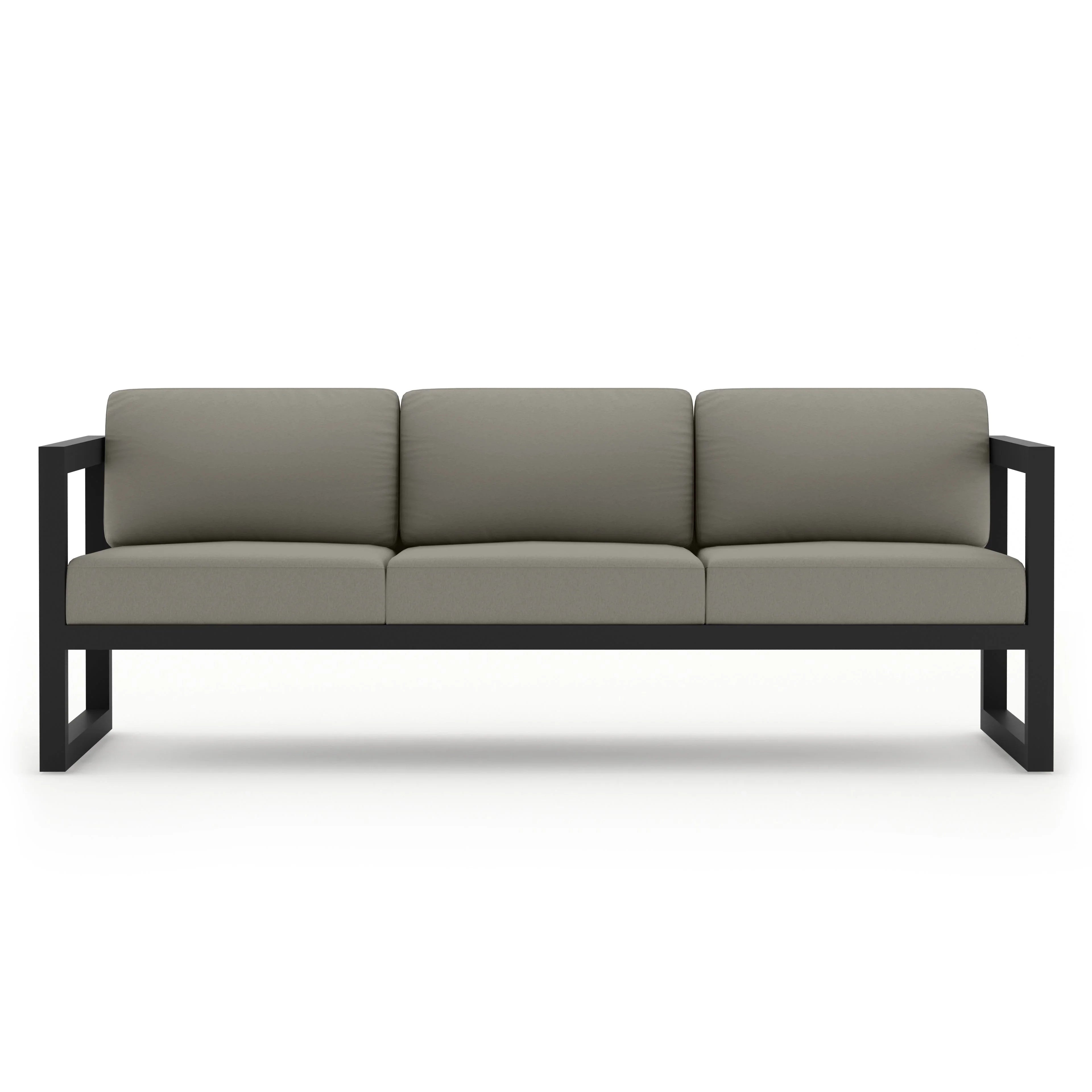 Avion 2 Piece Aluminum Sofa Set#Finish_Black#Fabric_Canvas Charcoal