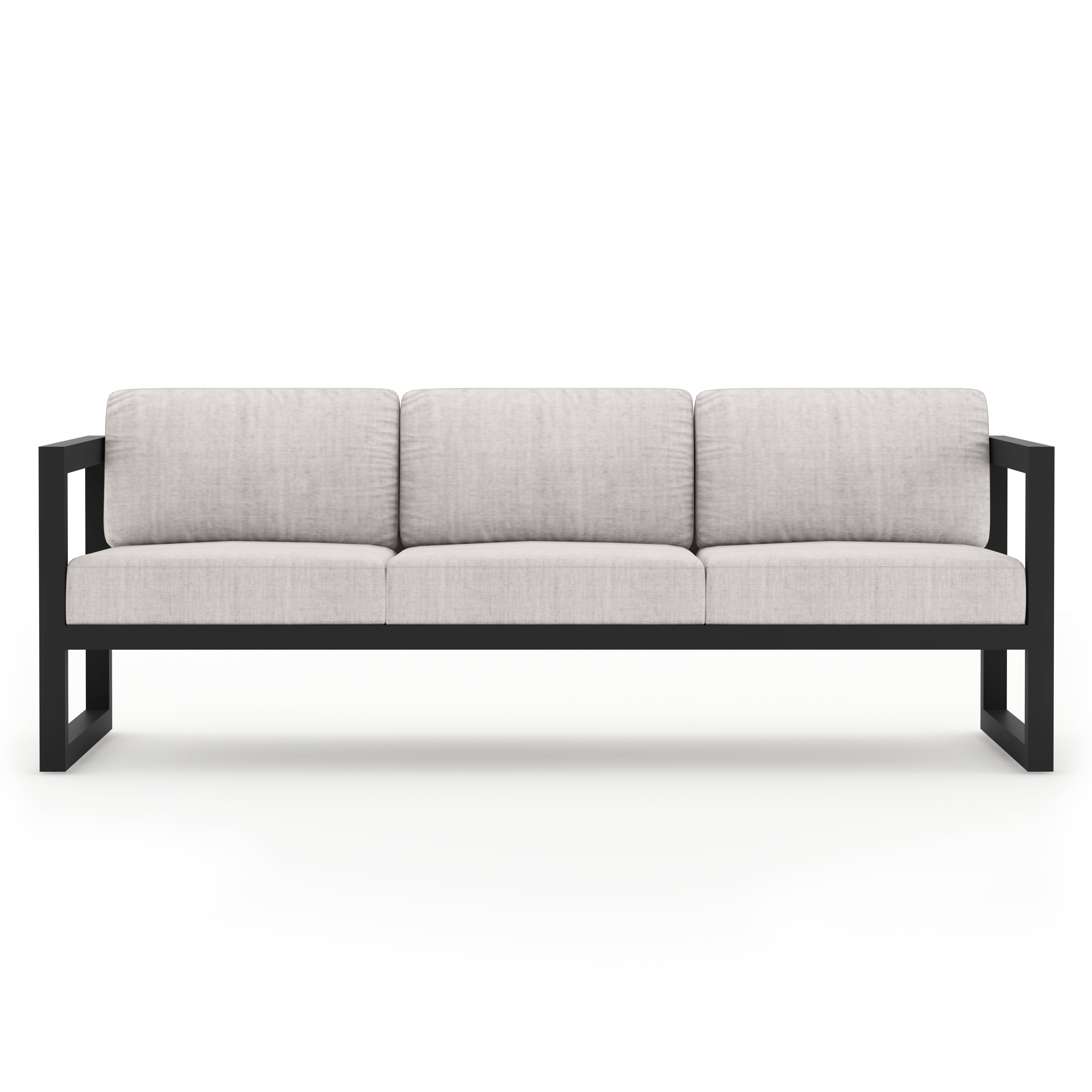 Avion 2 Piece Aluminum Sofa Set#Finish_Black#Fabric_Cast Silver