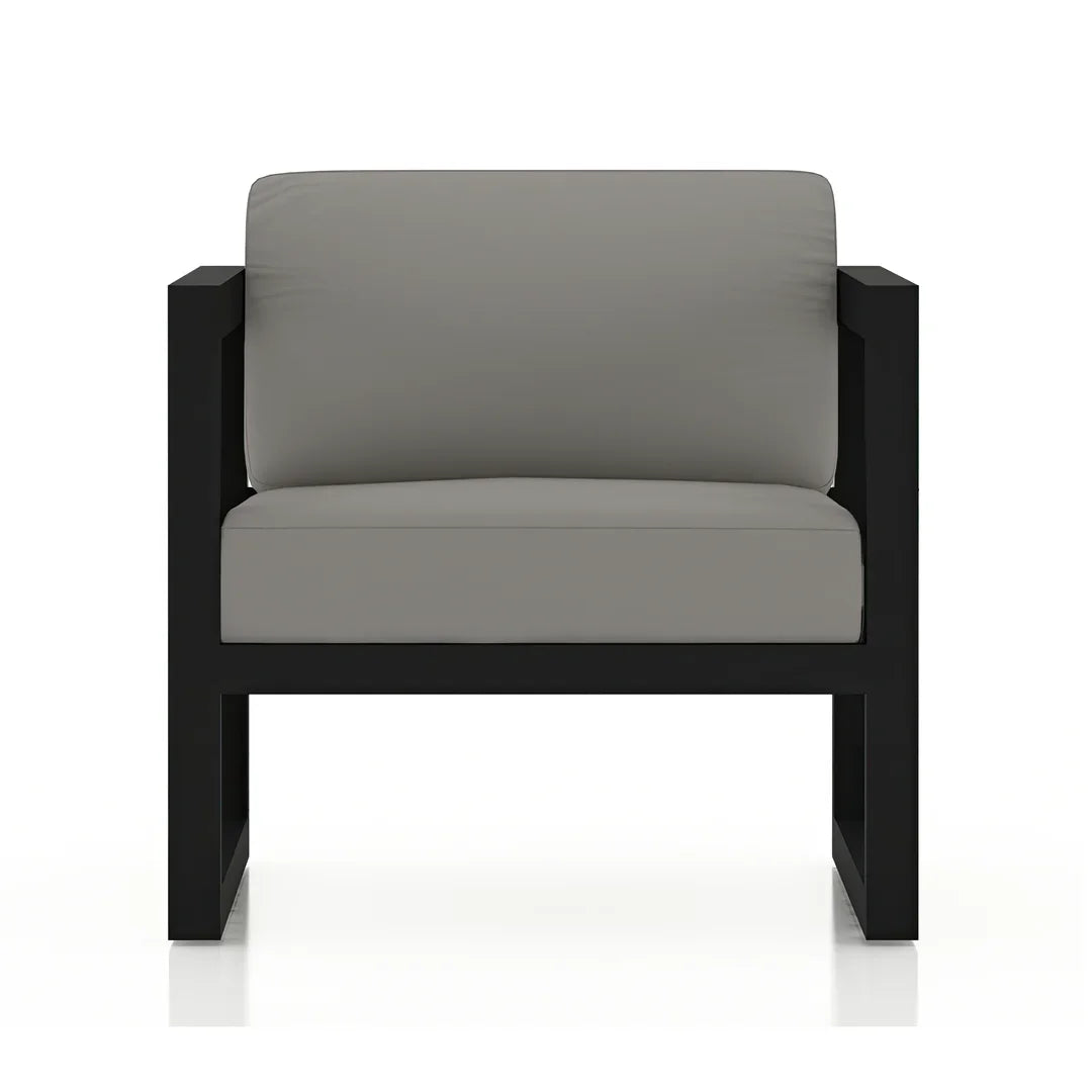 Avion 3 Piece Aluminum Sofa Loveseat Set#Finish_Black#Fabric_Canvas Charcoal