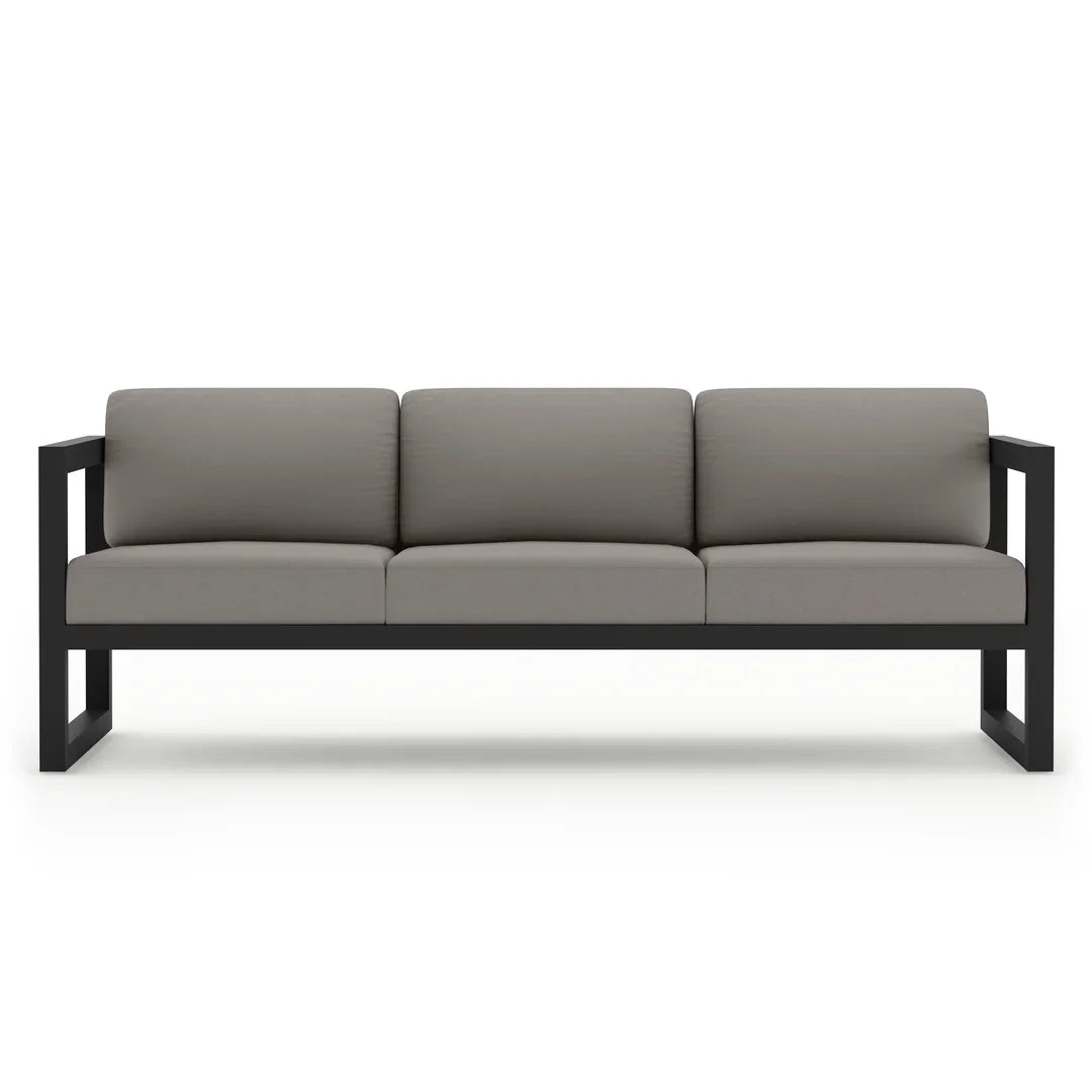 Avion 3 Piece Aluminum Sofa Loveseat Set#Finish_Black#Fabric_Canvas Charcoal