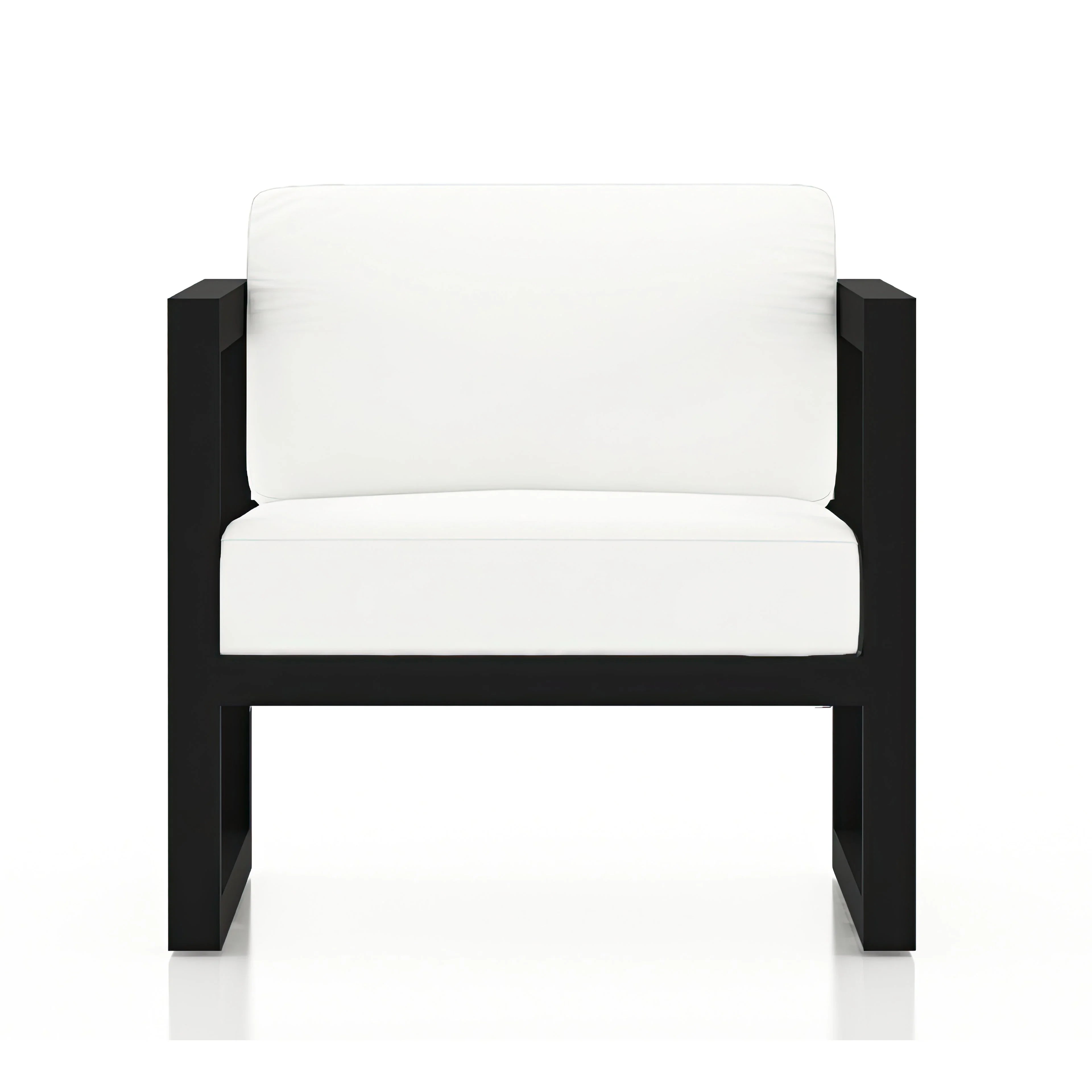 Avion 3 Piece Aluminum Sofa Loveseat Set#Finish_Black#Fabric_Canvas Natural