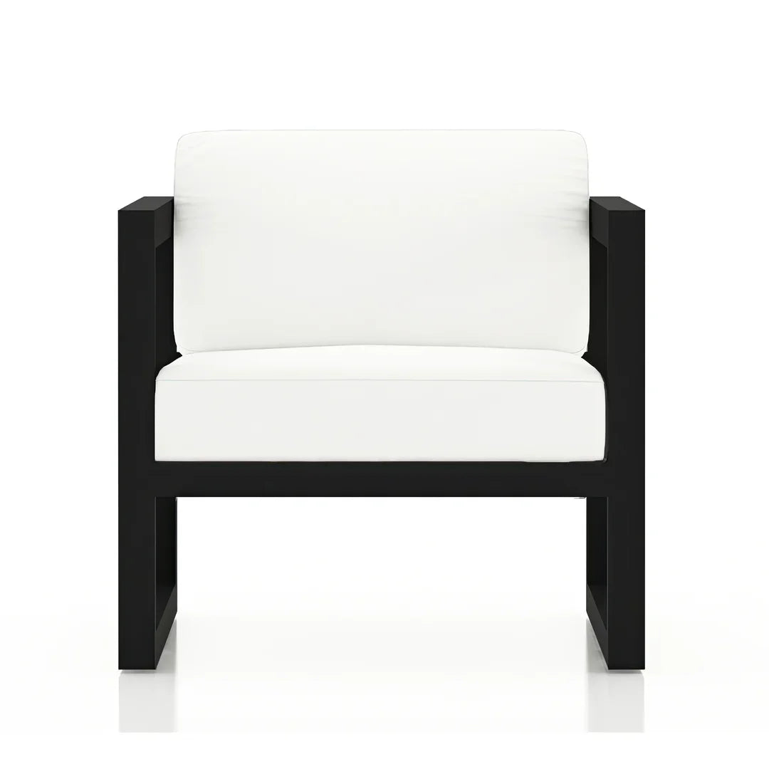 Avion 2 Piece Aluminum Sofa Set#Finish_Black#Fabric_Canvas Natural