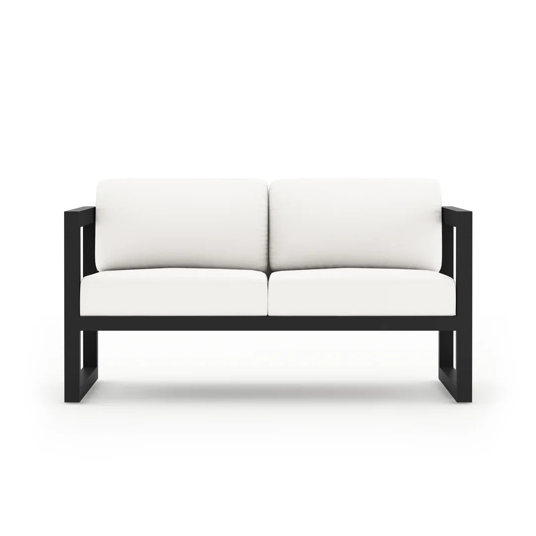 Avion 5 Piece Aluminum Sofa Set#Finish_Black#Fabric_Canvas Natural