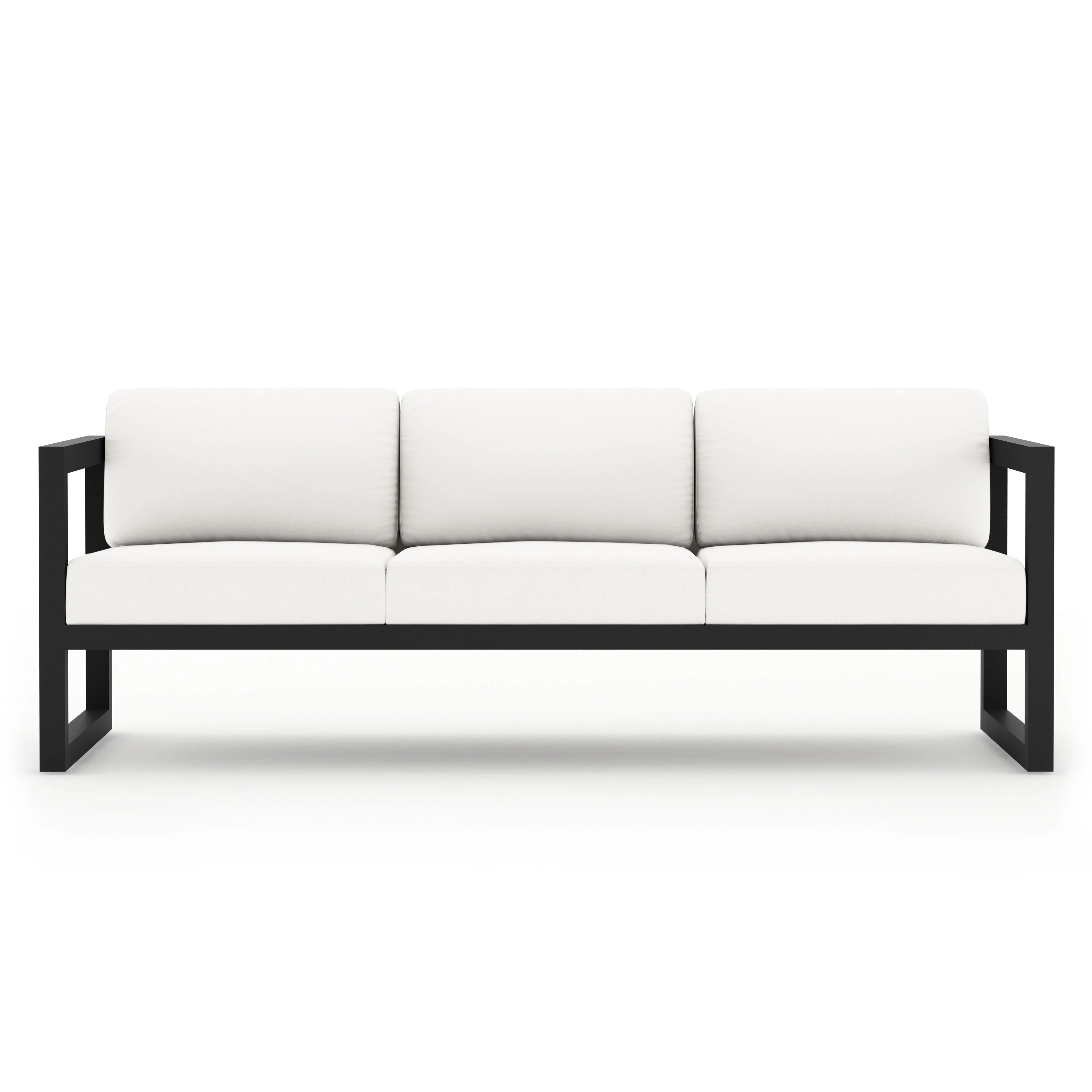 Avion 3 Piece Aluminum Sofa Loveseat Set#Finish_Black#Fabric_Canvas Natural