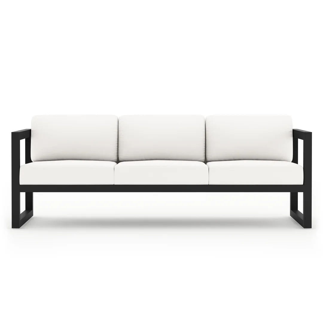 Avion 2 Piece Aluminum Sofa Set#Finish_Black#Fabric_Canvas Natural