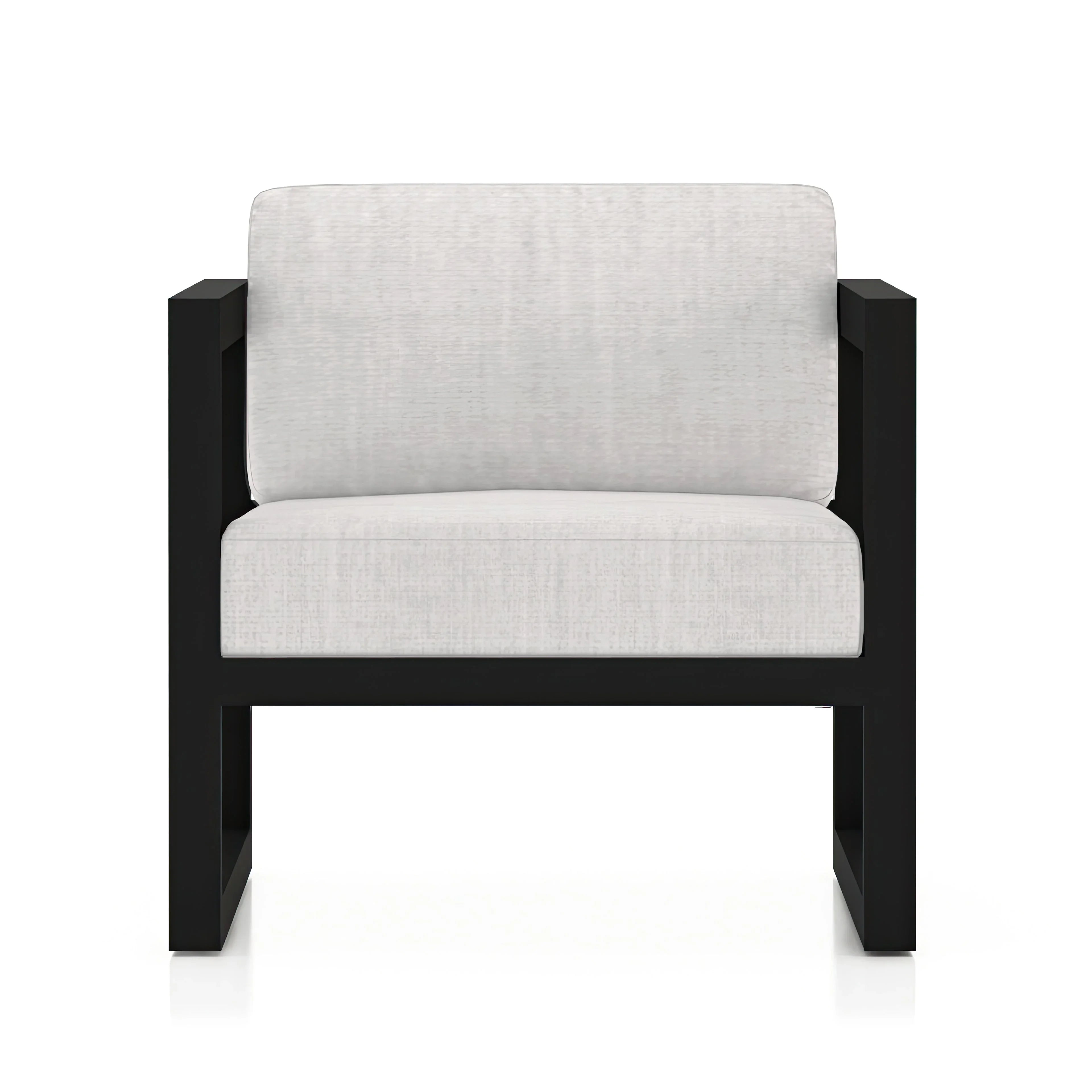 Avion 3 Piece Aluminum Sofa Loveseat Set#Finish_Black#Fabric_Cast Silver