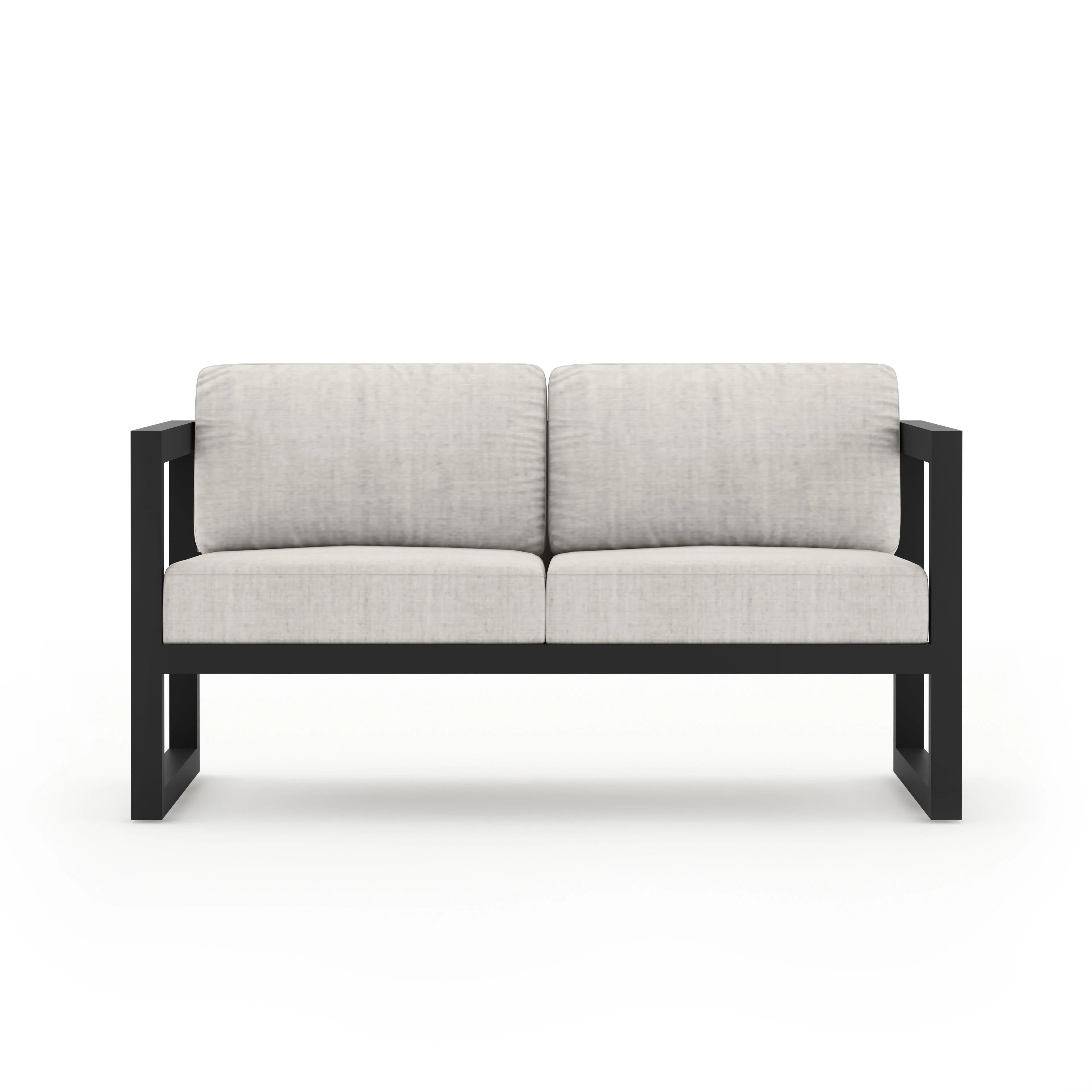 Avion 3 Piece Aluminum Sofa Loveseat Set#Finish_Black#Fabric_Cast Silver