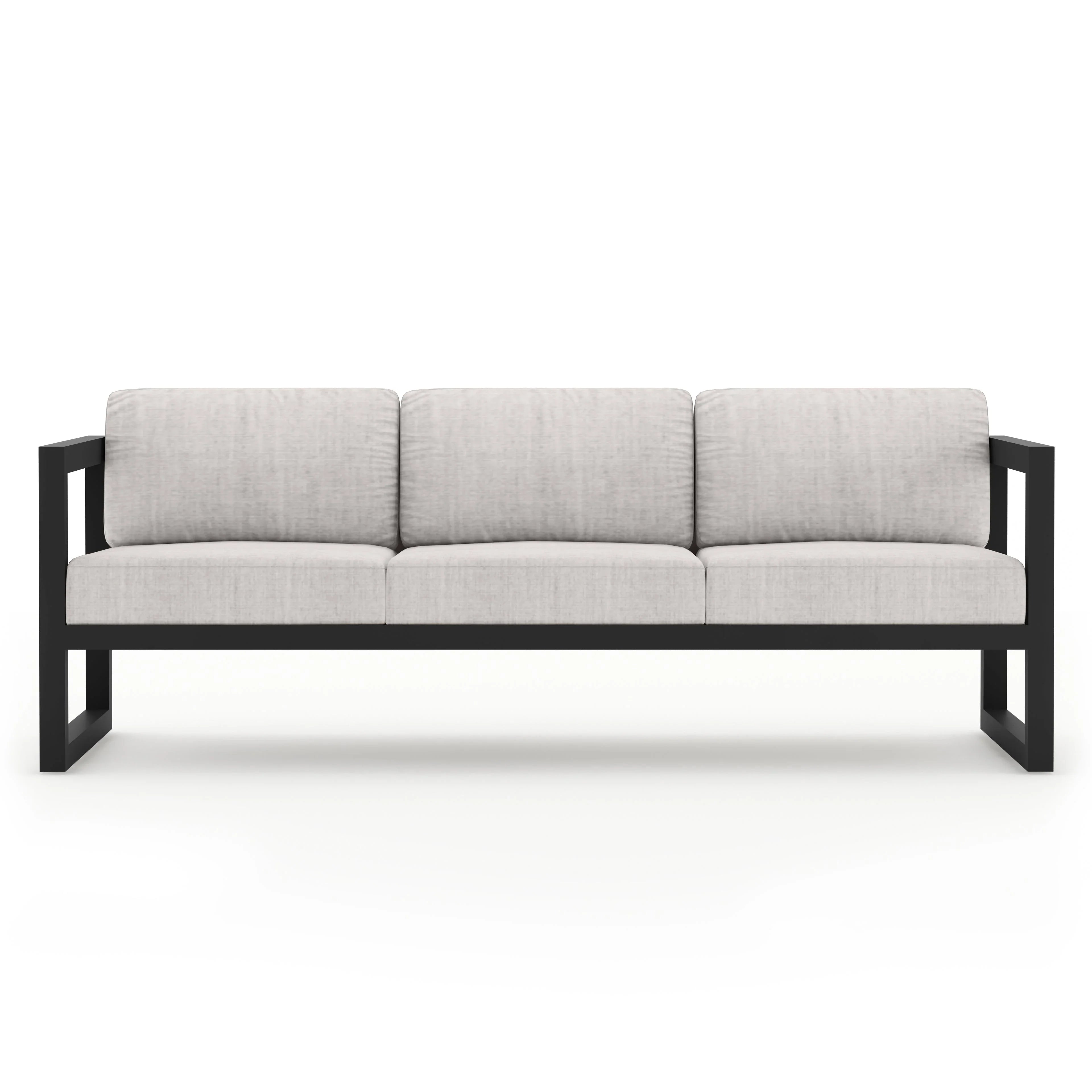 Avion 3 Piece Aluminum Sofa Loveseat Set#Finish_Black#Fabric_Cast Silver