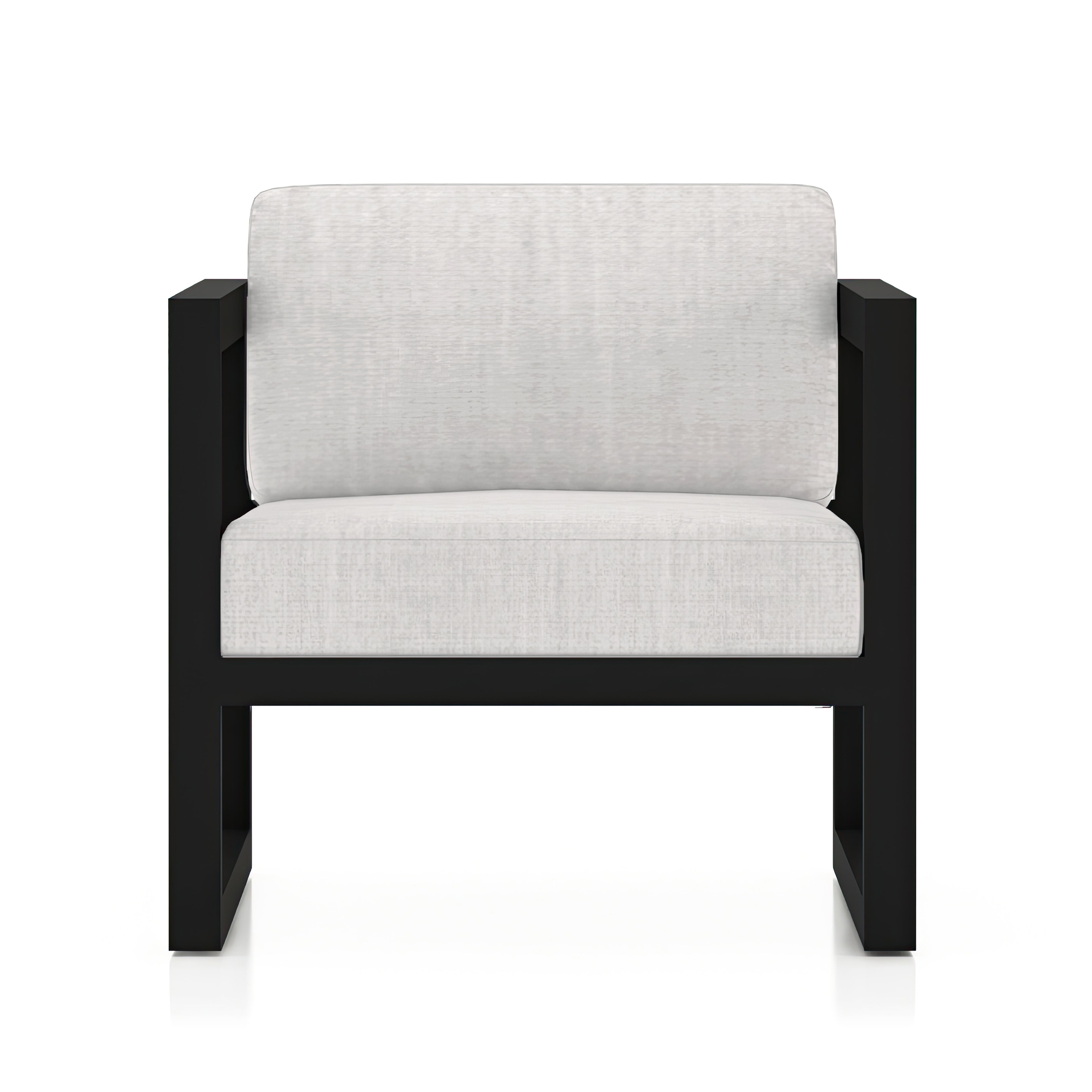 Avion 3 Piece Aluminum Sofa Set#Finish_Black#Fabric_Cast Silver