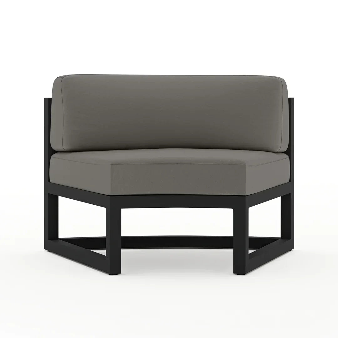 Avion 4 Piece Aluminum Curve Sectional Set#Finish_Black#Fabric_Canvas Charcoal