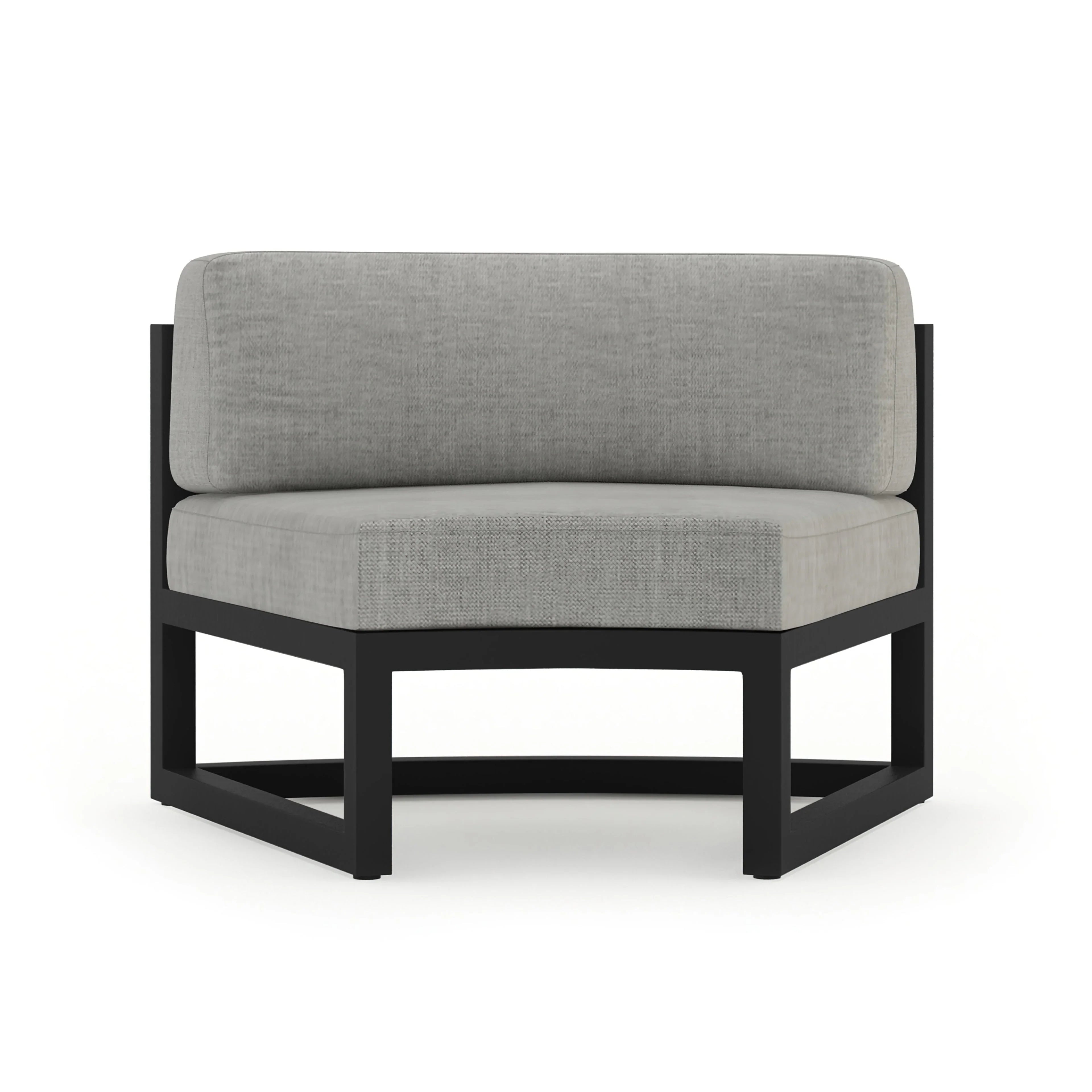 Avion 4 Piece Aluminum Curve Sectional Set#Finish_Black#Fabric_Cast Silver