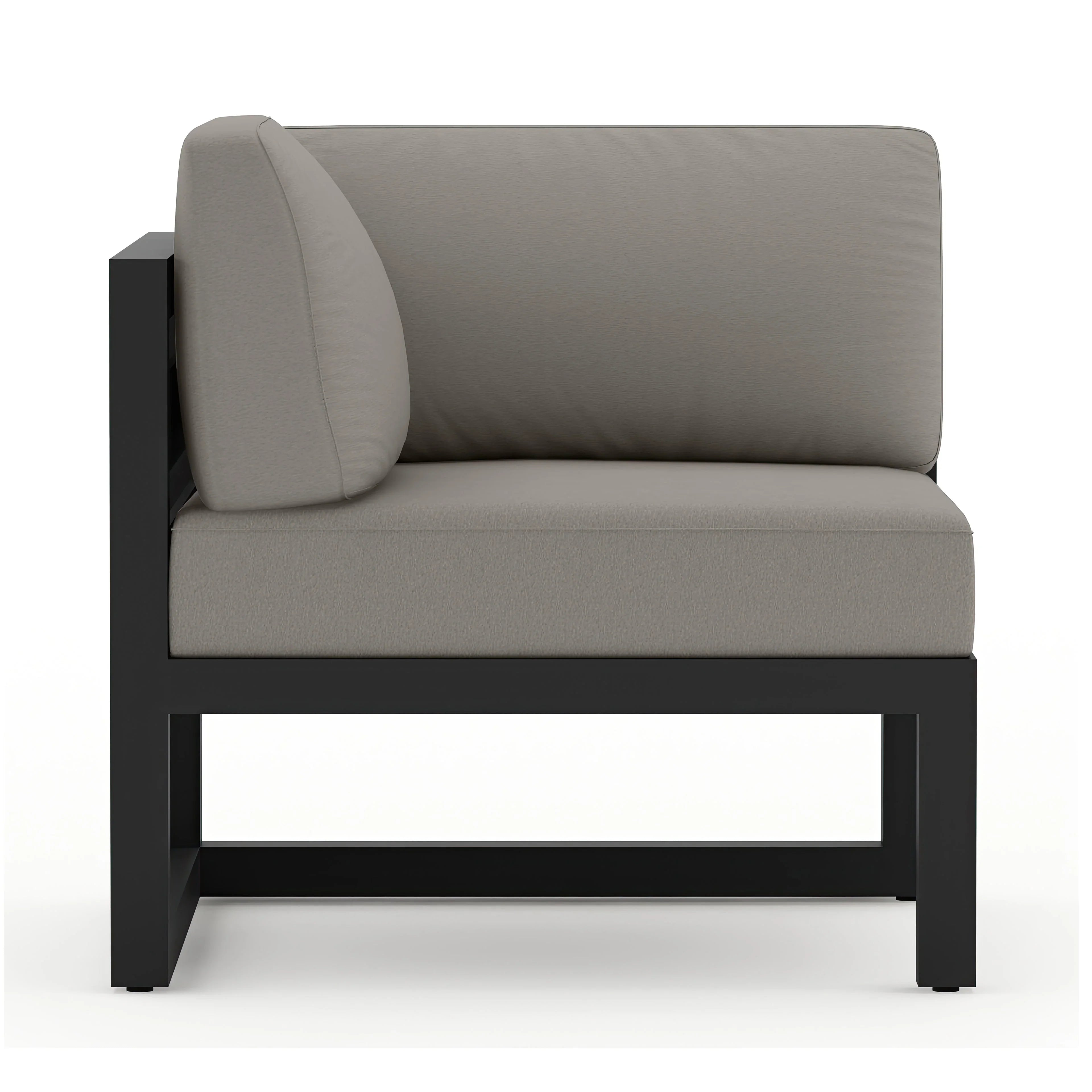 Avion 4 Piece Aluminum Sectional Set#Finish_Black#Fabric_Canvas Charcoal