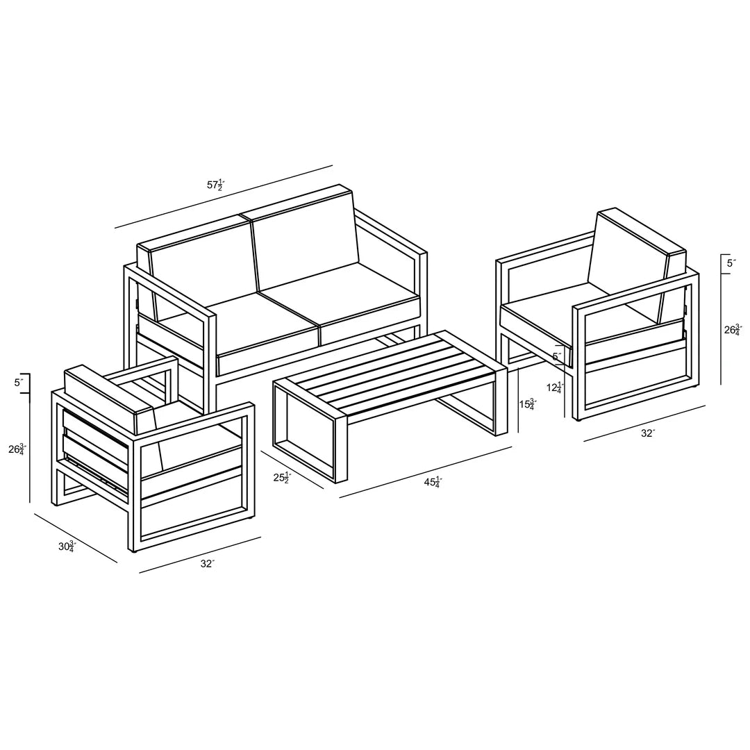Avion 4 Piece Loveseat Set